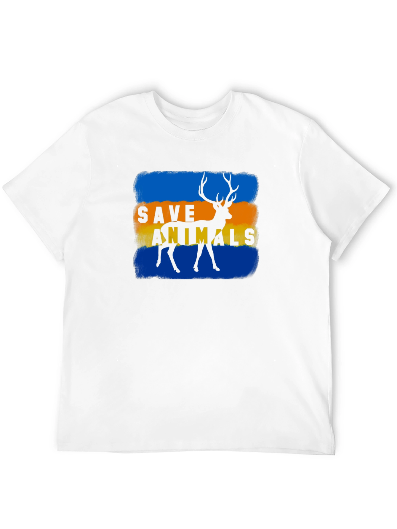 Save Animals Deer Graphic Black T-Shirt