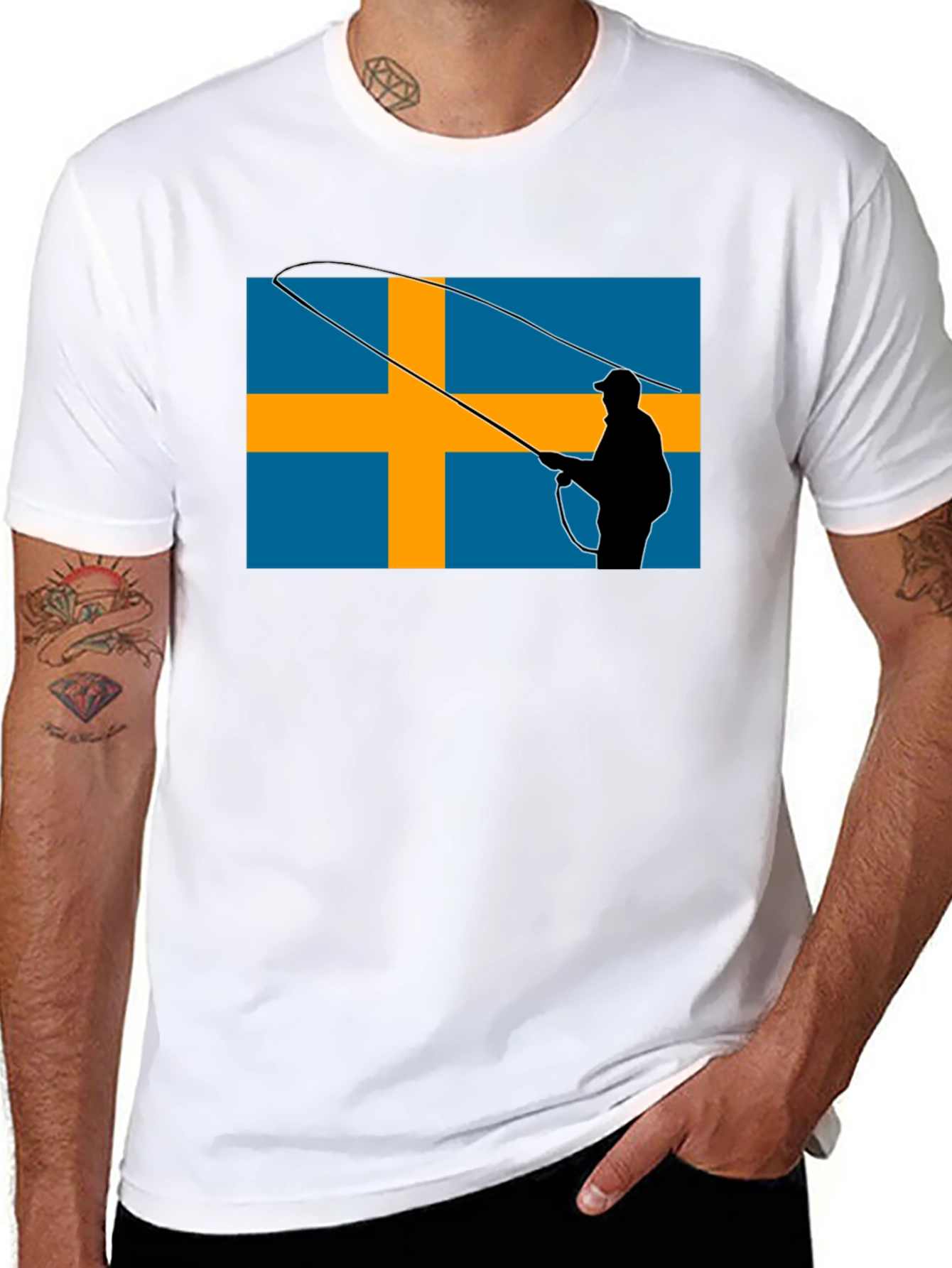 Sweden Flag Fly Fishing T-Shirt