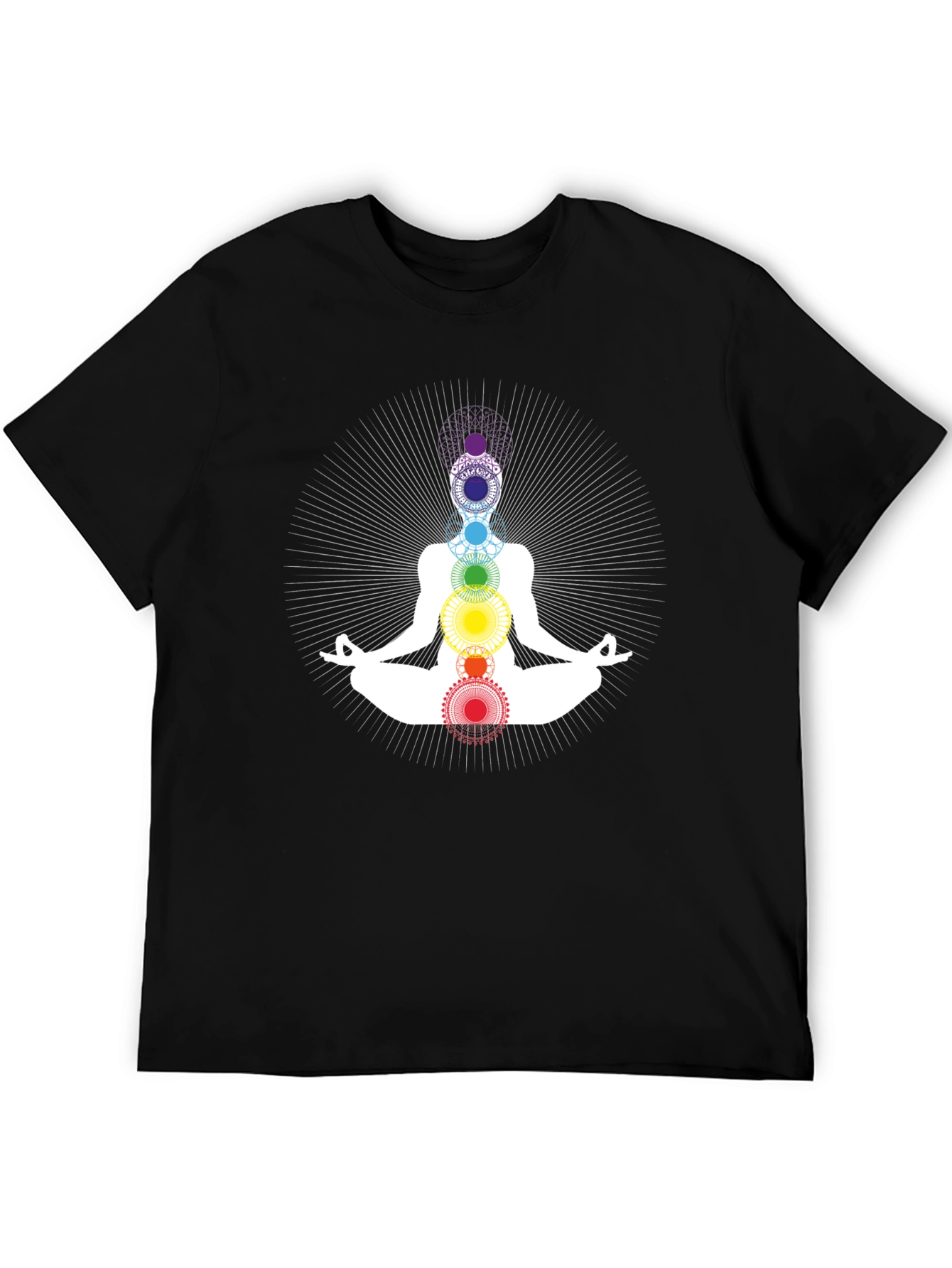 Chakra Meditation Graphic Black T-Shirt