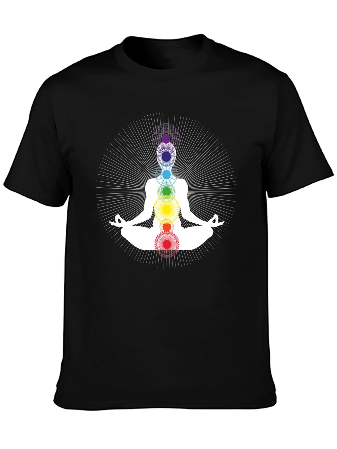 Chakra Meditation Graphic Black T-Shirt