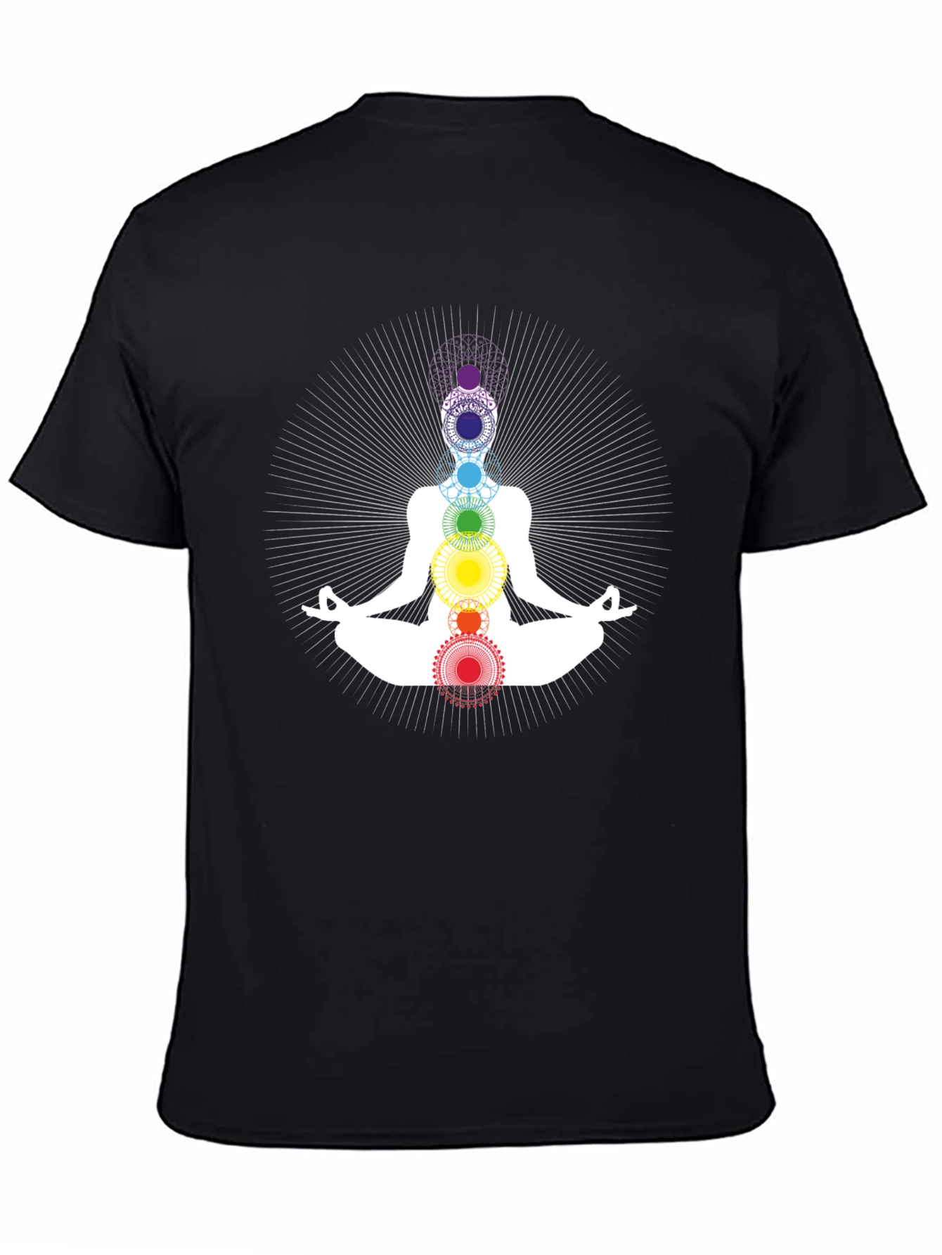 Chakra Meditation Graphic Black T-Shirt
