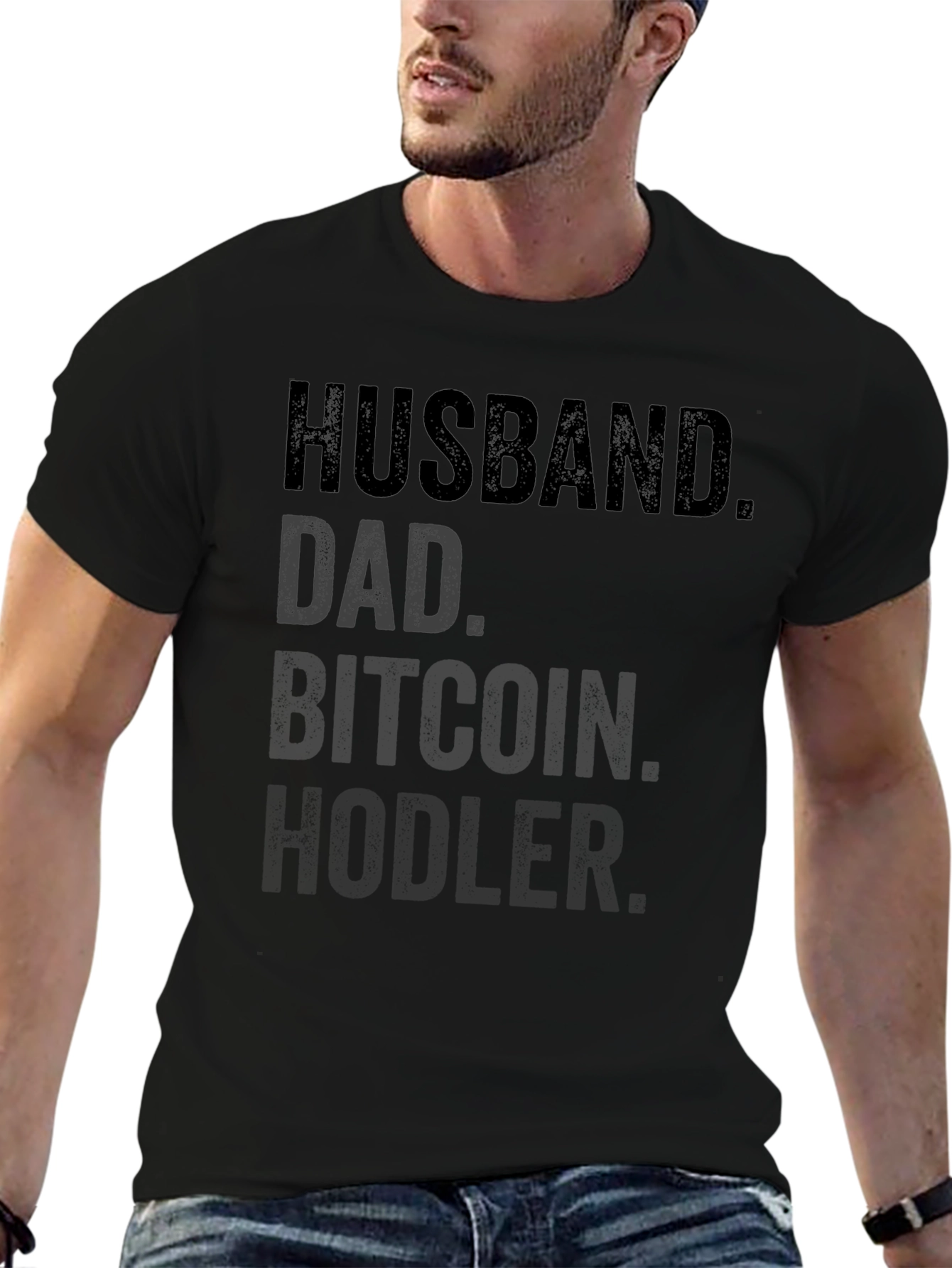 Husband Dad Bitcoin Hodler Black T-Shirt