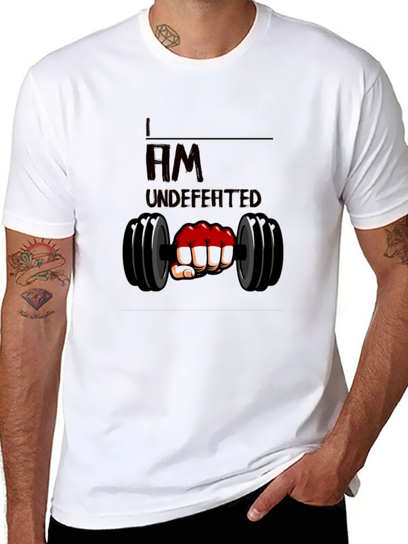 I am Undefeated Graphic Tee - Black Cotton T-Shirt