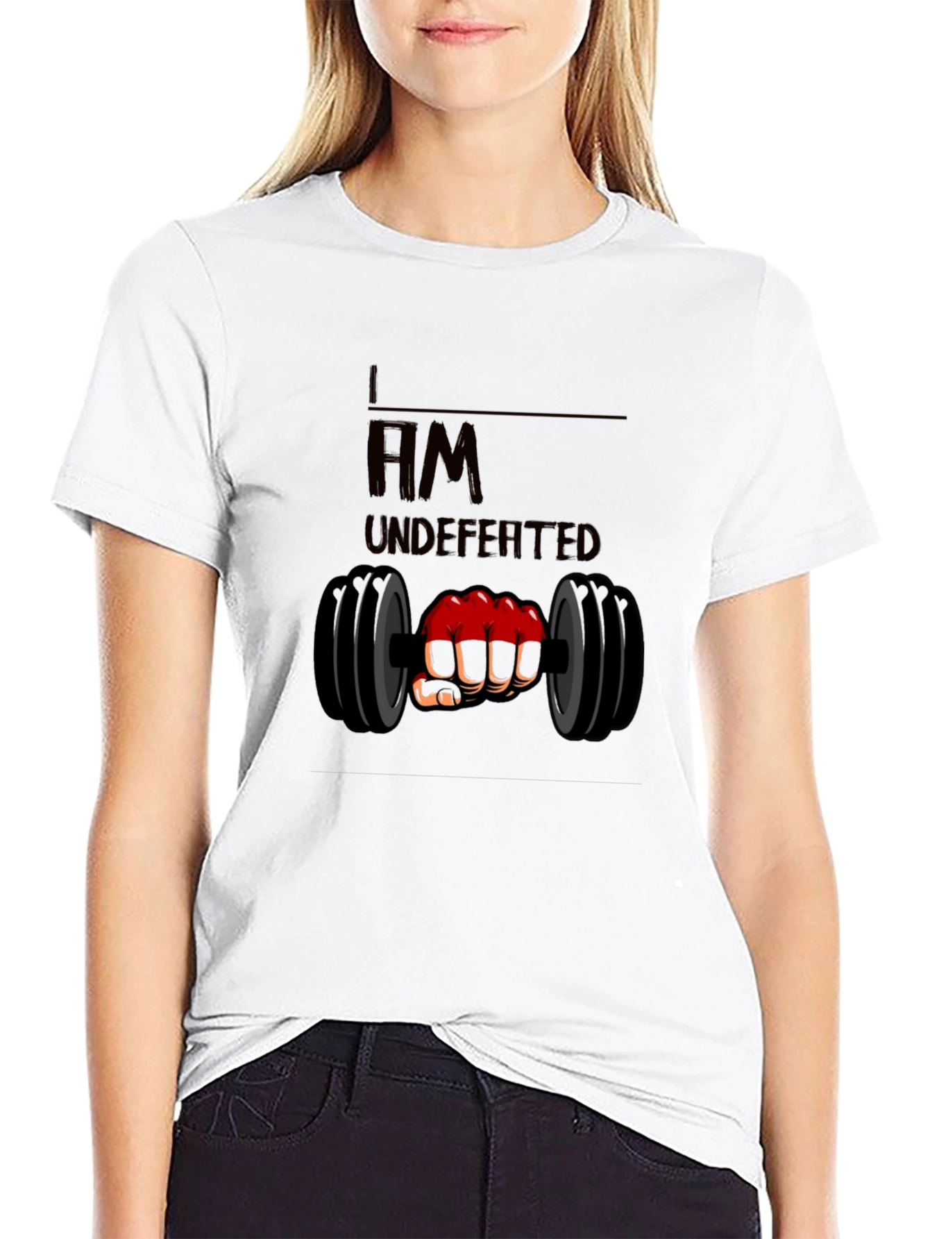 I am Undefeated Graphic Tee - Black Cotton T-Shirt