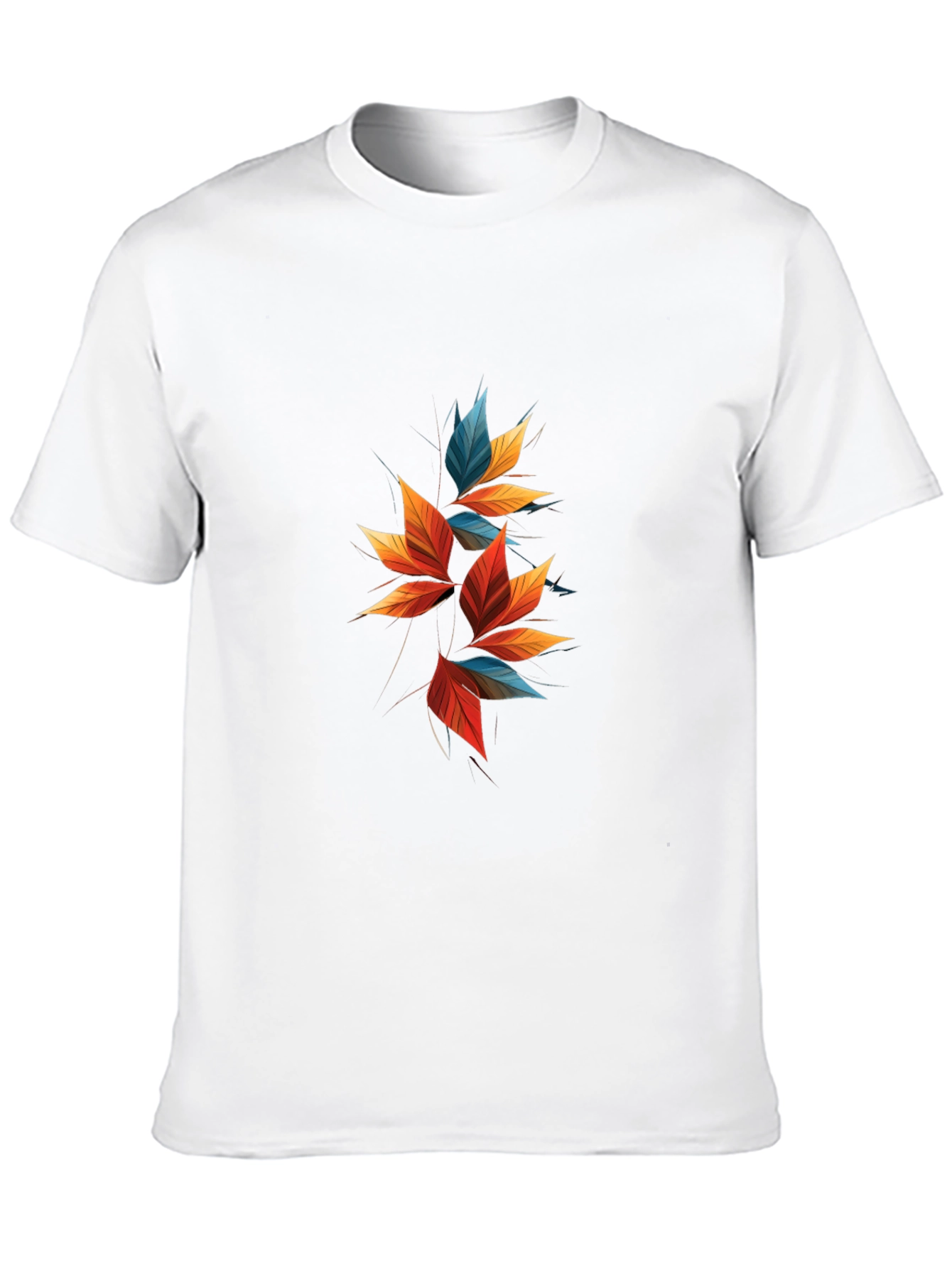 Modern Abstract Leaf Design Black T-Shirt
