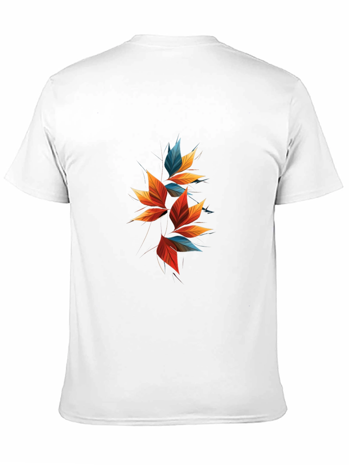 Modern Abstract Leaf Design Black T-Shirt