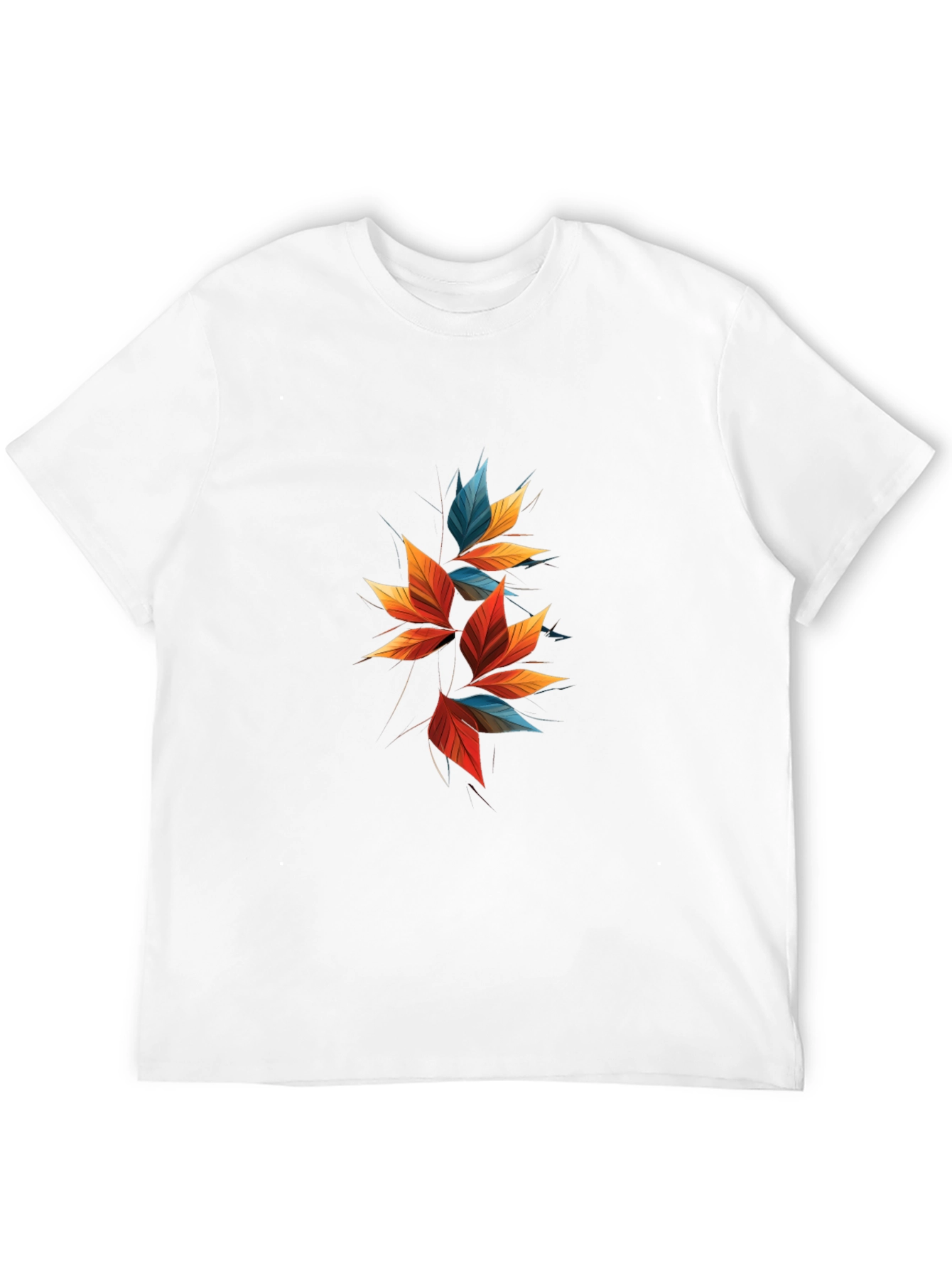 Modern Abstract Leaf Design Black T-Shirt