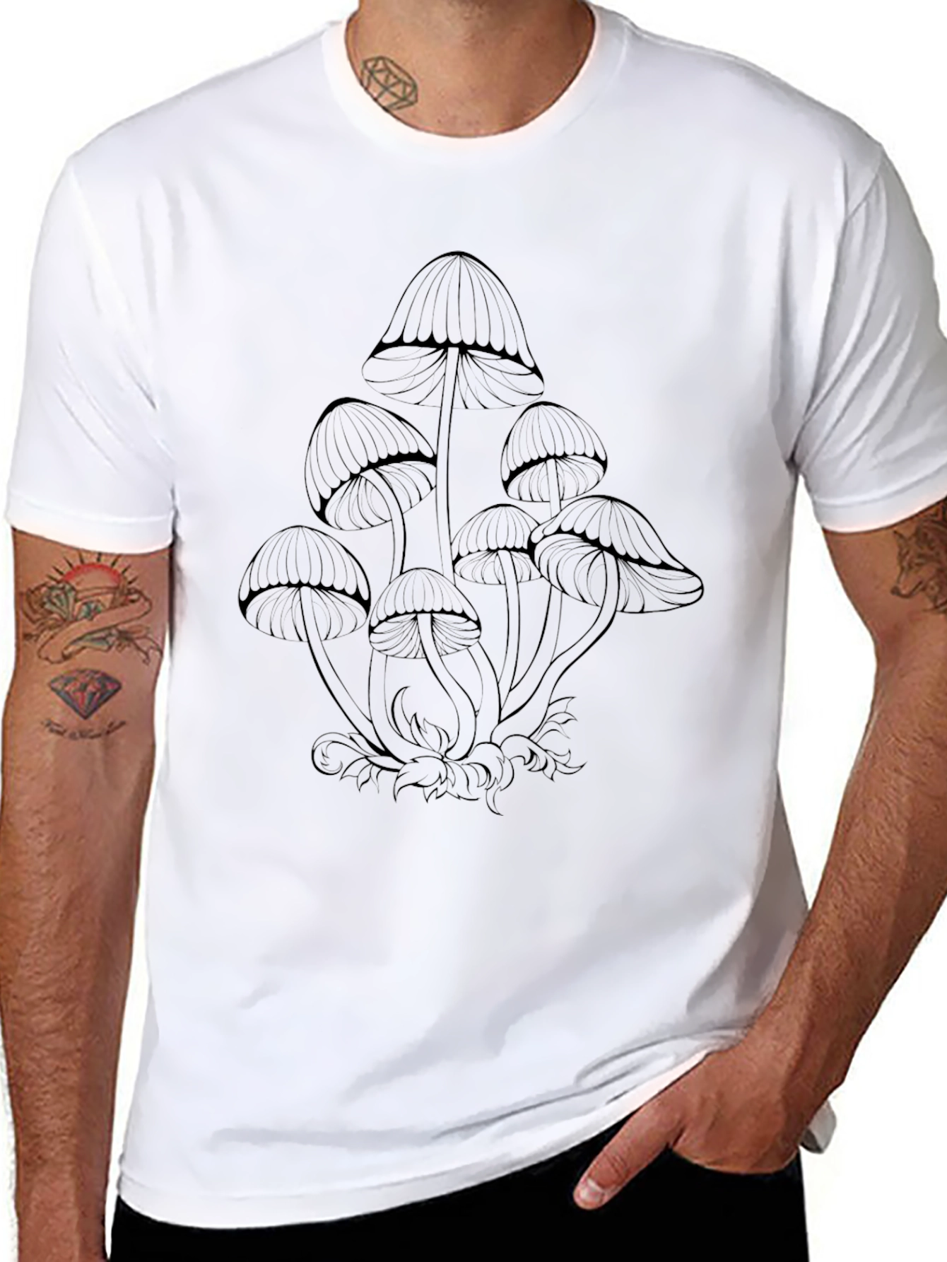 Mushroom Graphic Tee - Dark Botanical Design