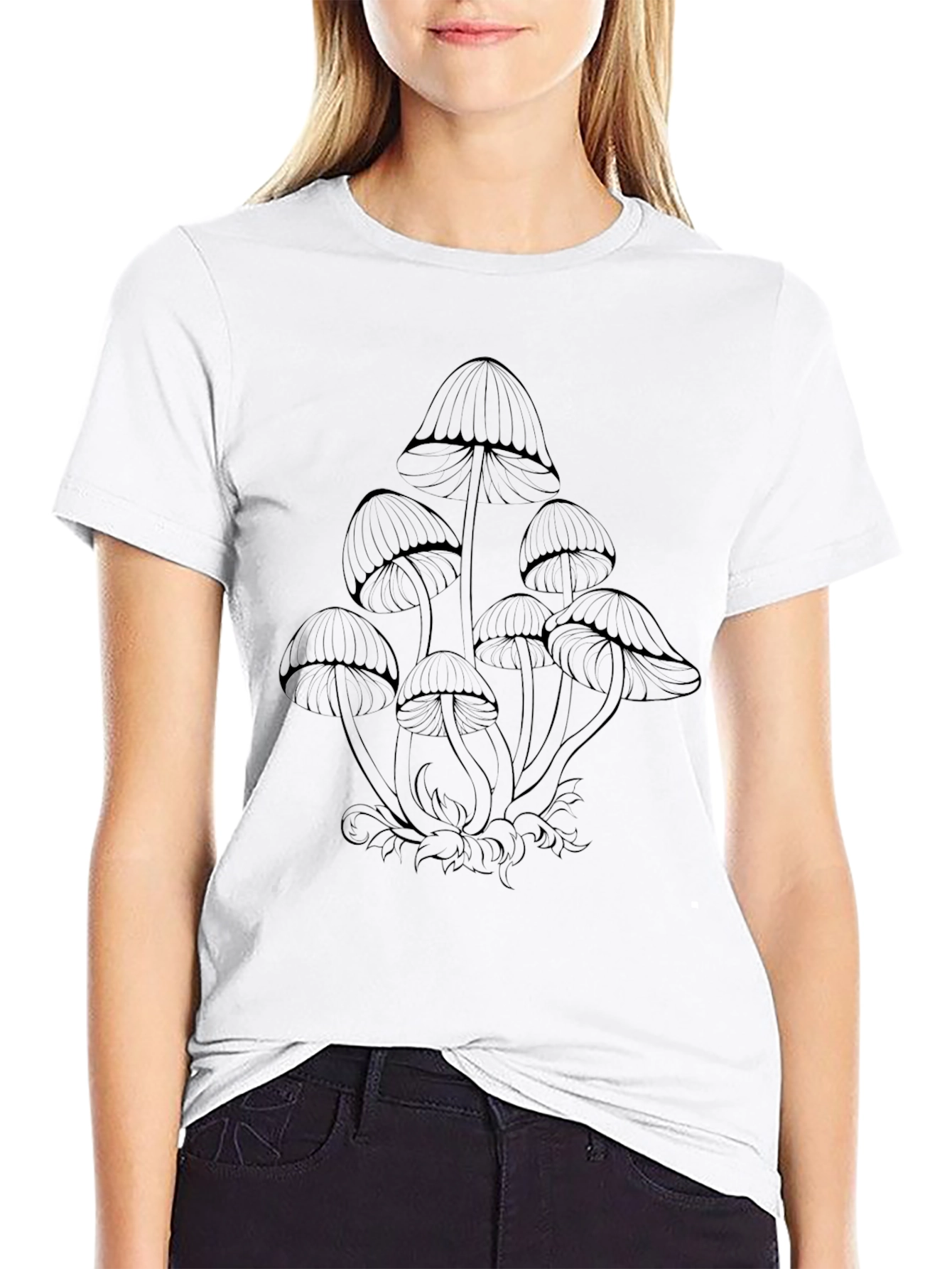Mushroom Graphic Tee - Dark Botanical Design