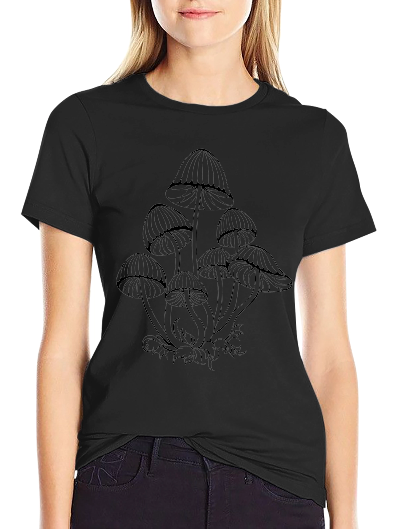 Mushroom Graphic Tee - Dark Botanical Design