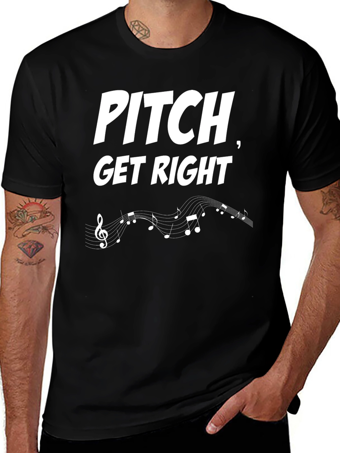 Pitch Get Right Music Notes Graphic T-Shirt