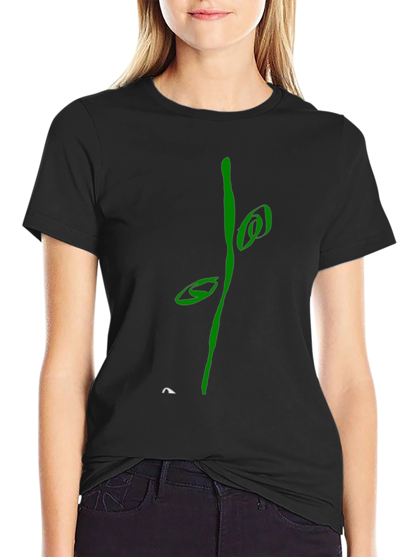 Abstract Green Graphic Black T-Shirt