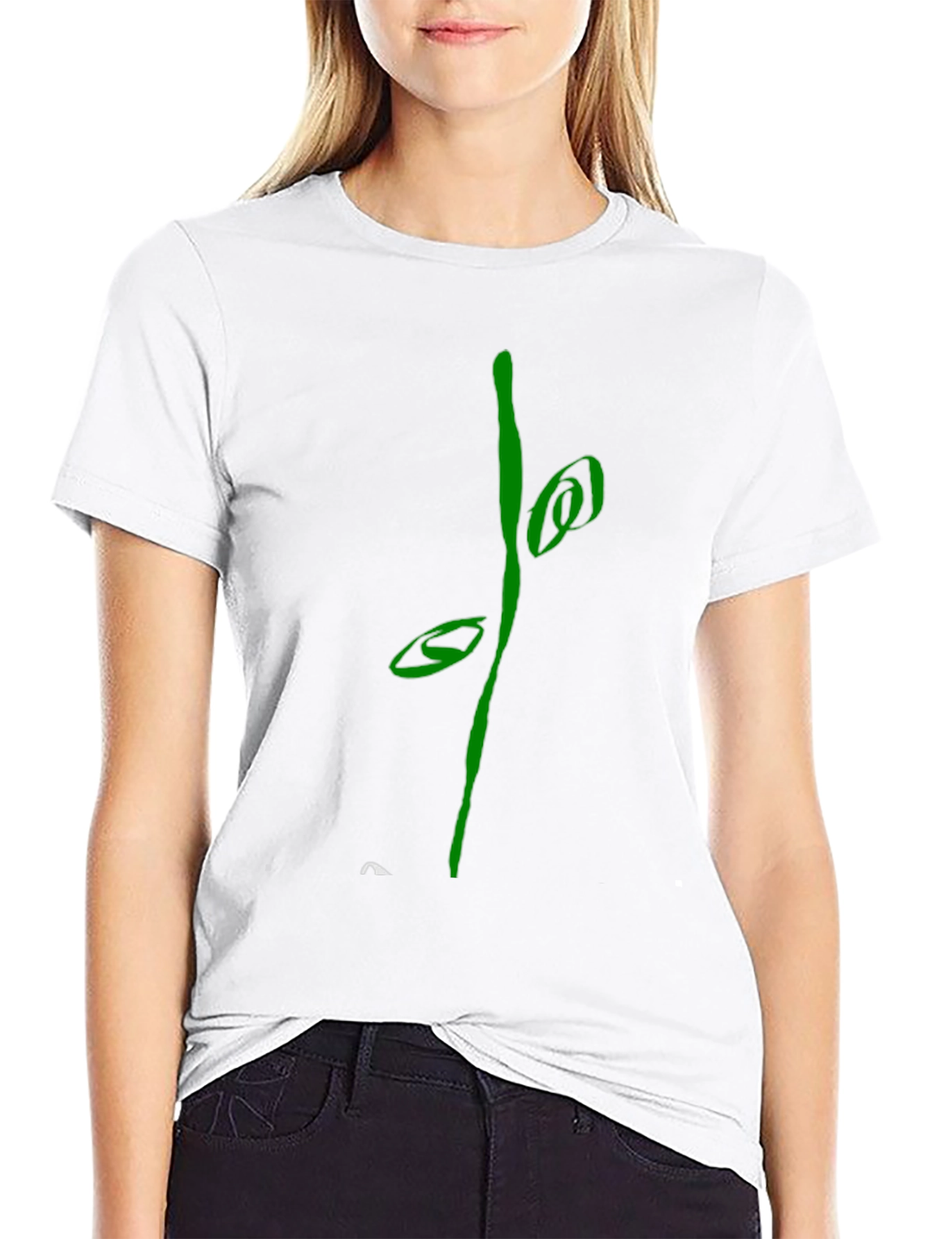 Abstract Green Graphic Black T-Shirt