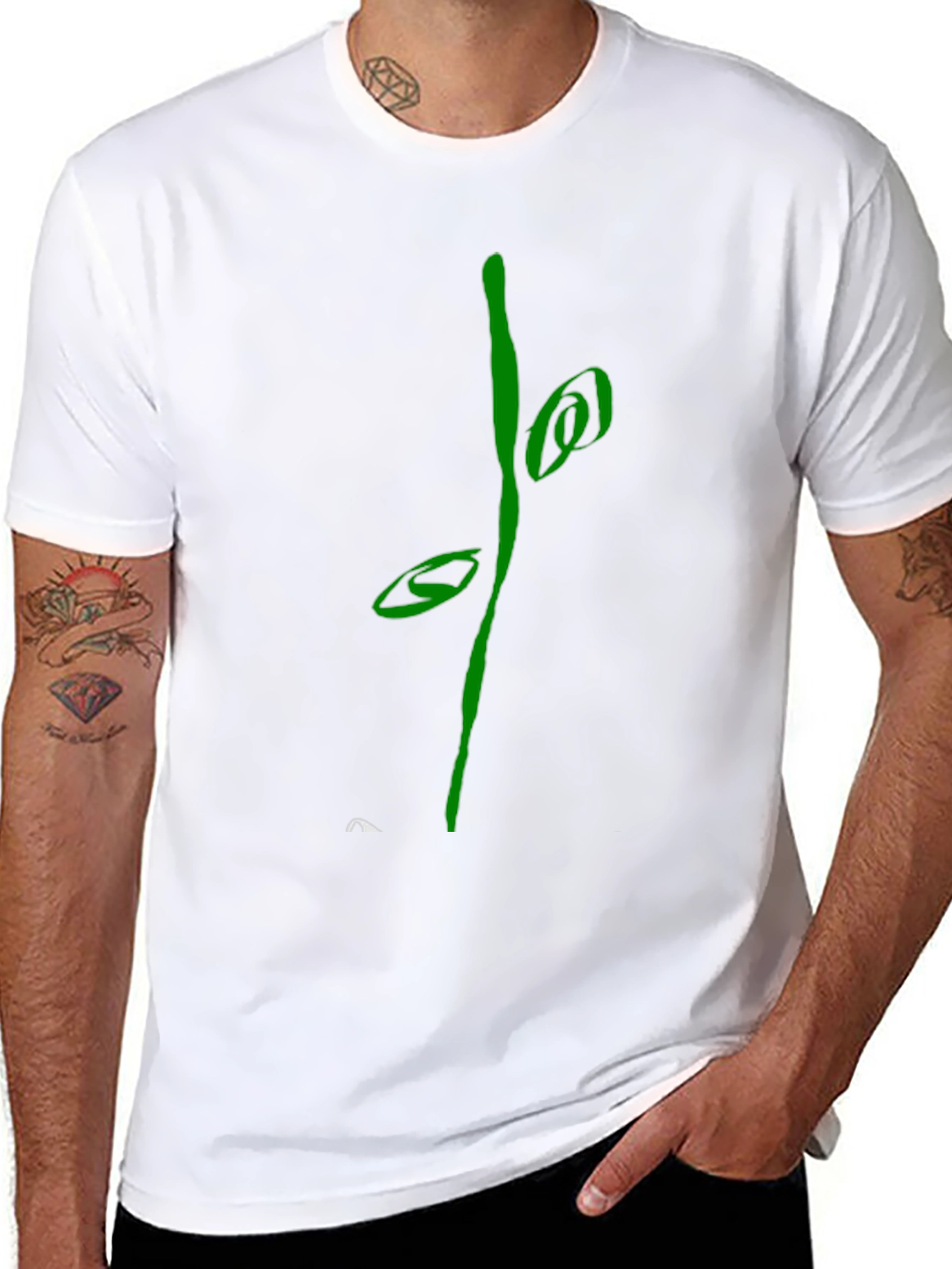 Abstract Green Graphic Black T-Shirt