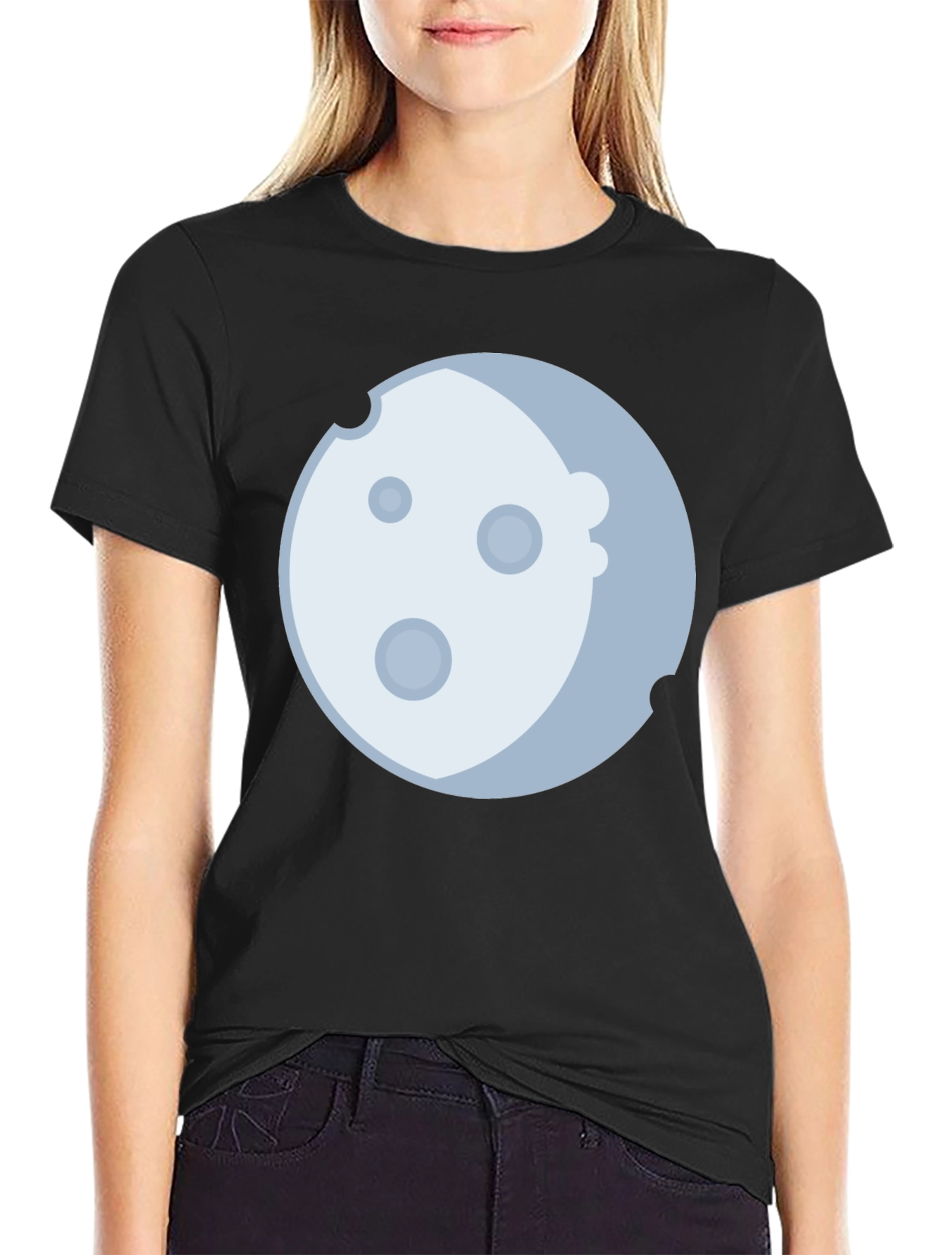 Lunar Graphic Tee - Black Cotton Blend Moon Design