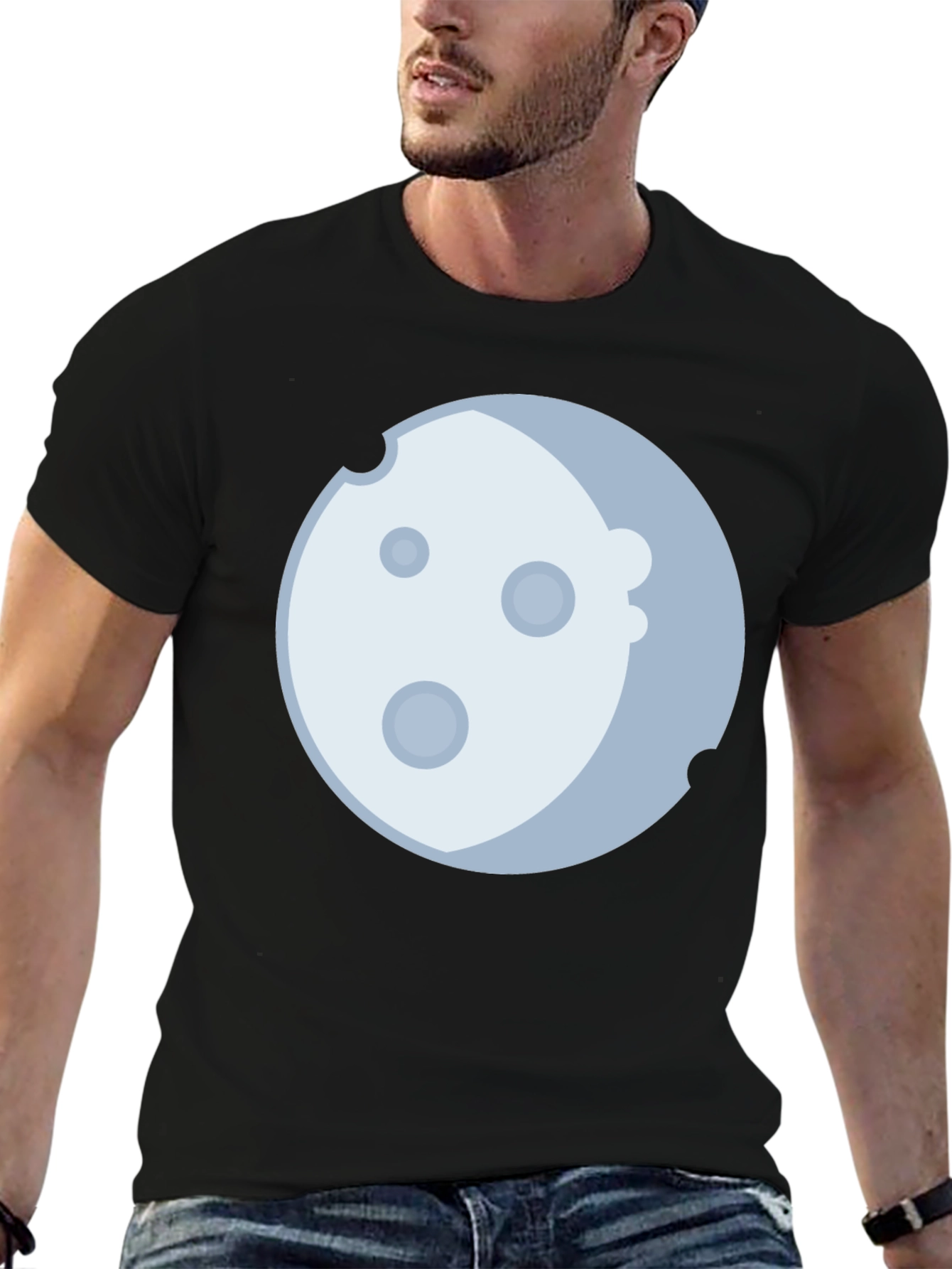 Lunar Graphic Tee - Black Cotton Blend Moon Design