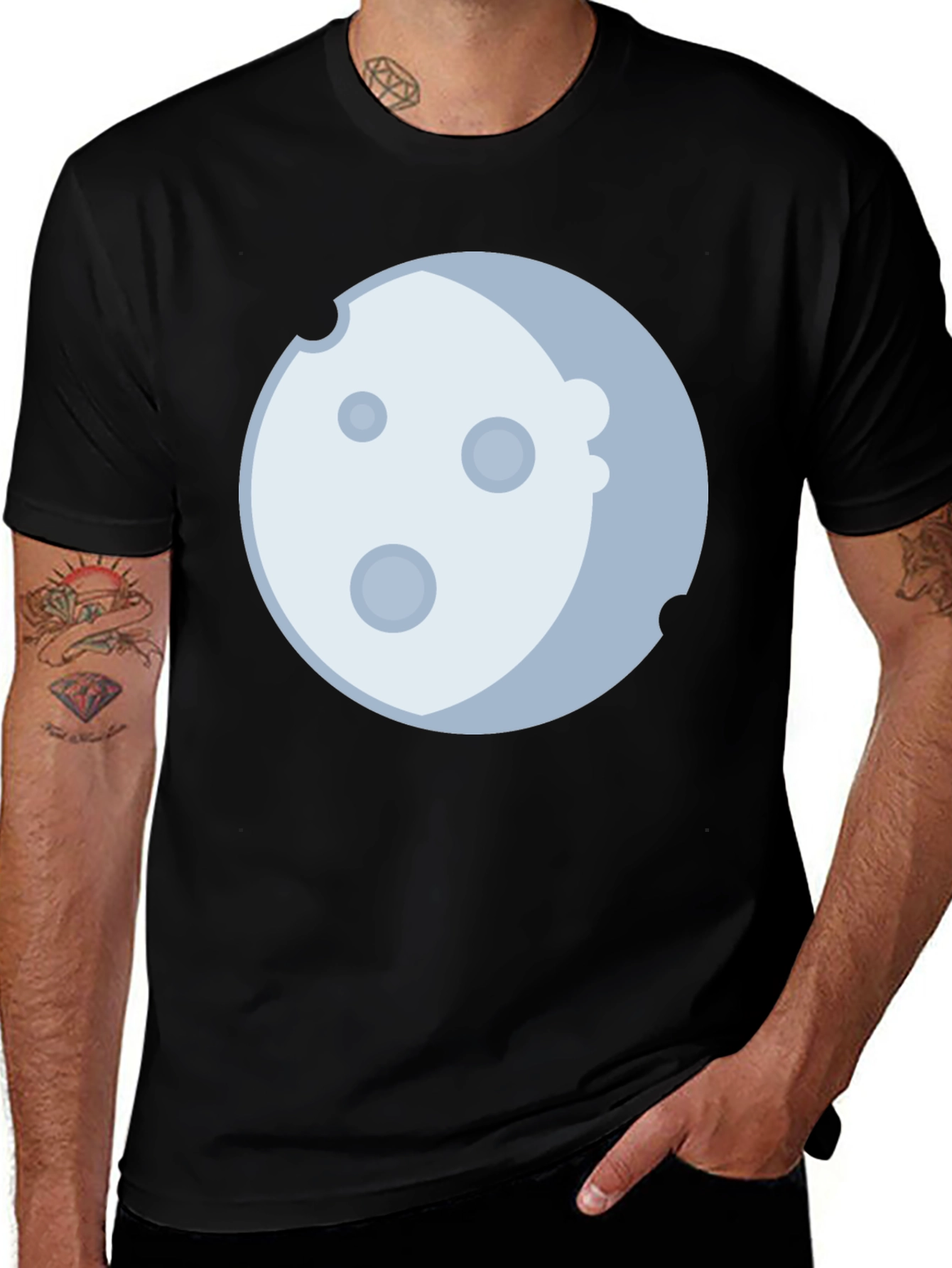 Lunar Graphic Tee - Black Cotton Blend Moon Design