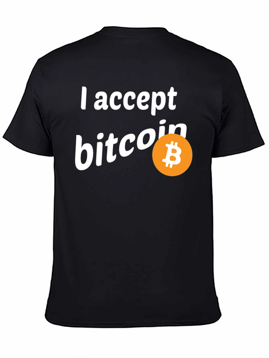 I Accept Bitcoin Black T-Shirt Crypto Currency Tee