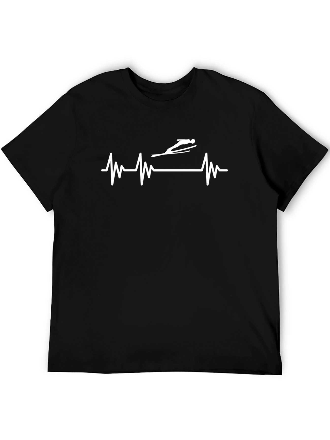 Ski Jumping Heartbeat T-Shirt - Black Graphic Tee