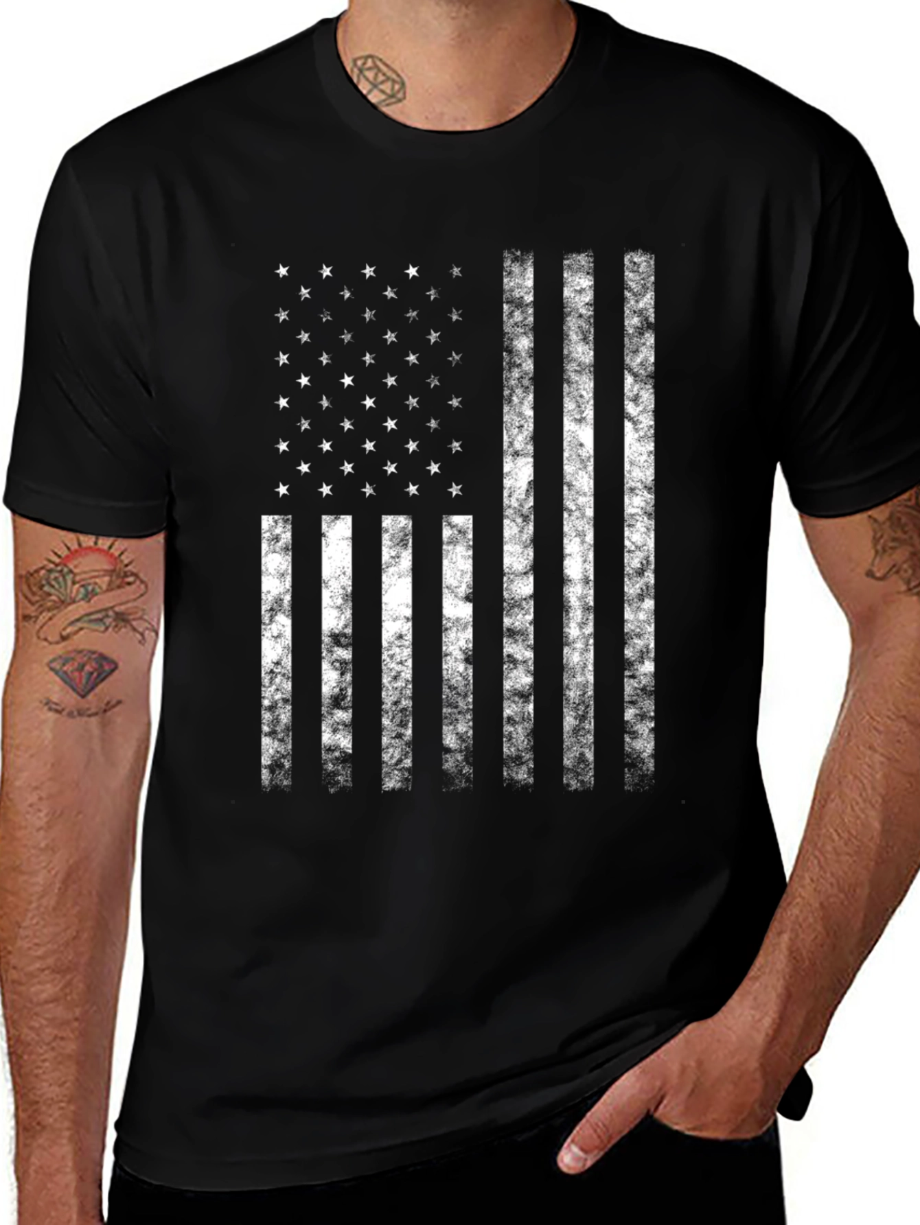 American Flag Distressed Graphic T-Shirt