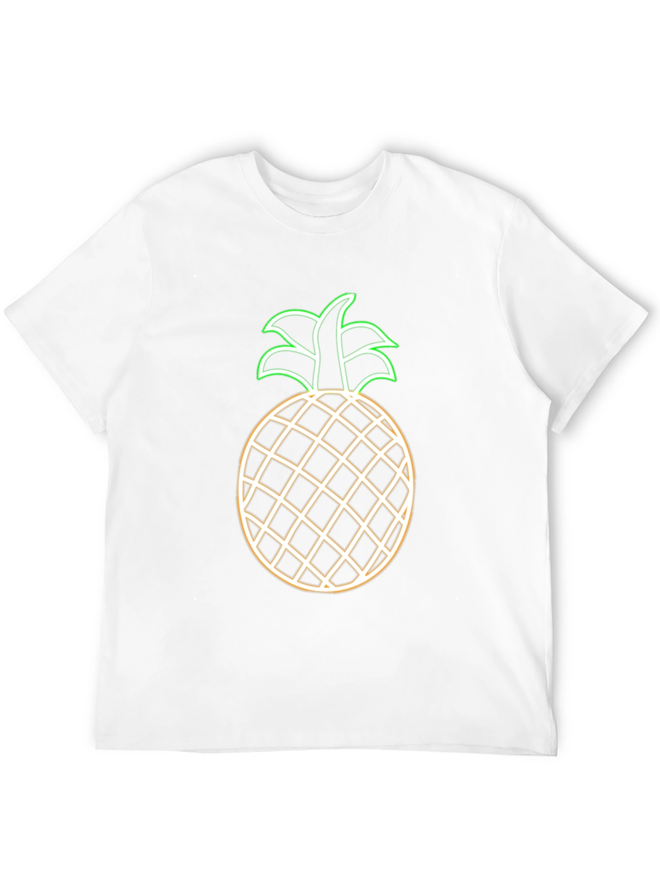 Neon Pineapple Graphic Tee - Black Casual T-Shirt