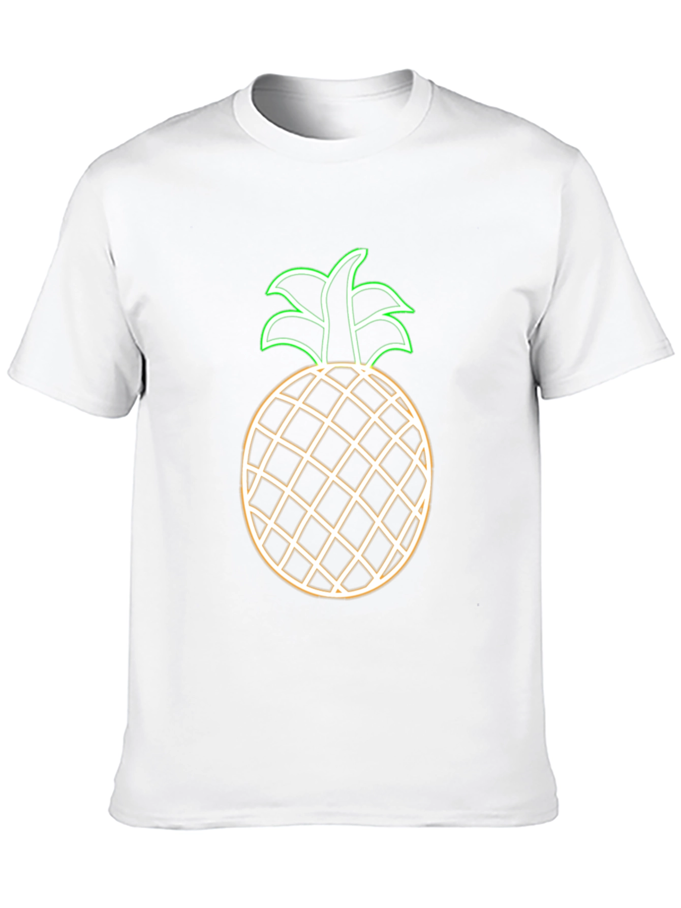 Neon Pineapple Graphic Tee - Black Casual T-Shirt