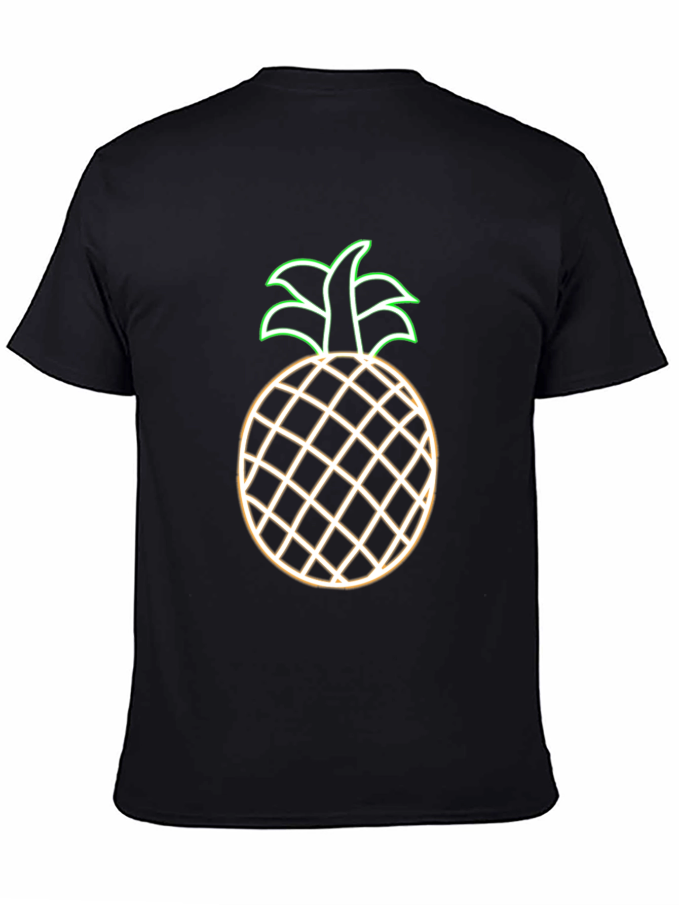 Neon Pineapple Graphic Tee - Black Casual T-Shirt