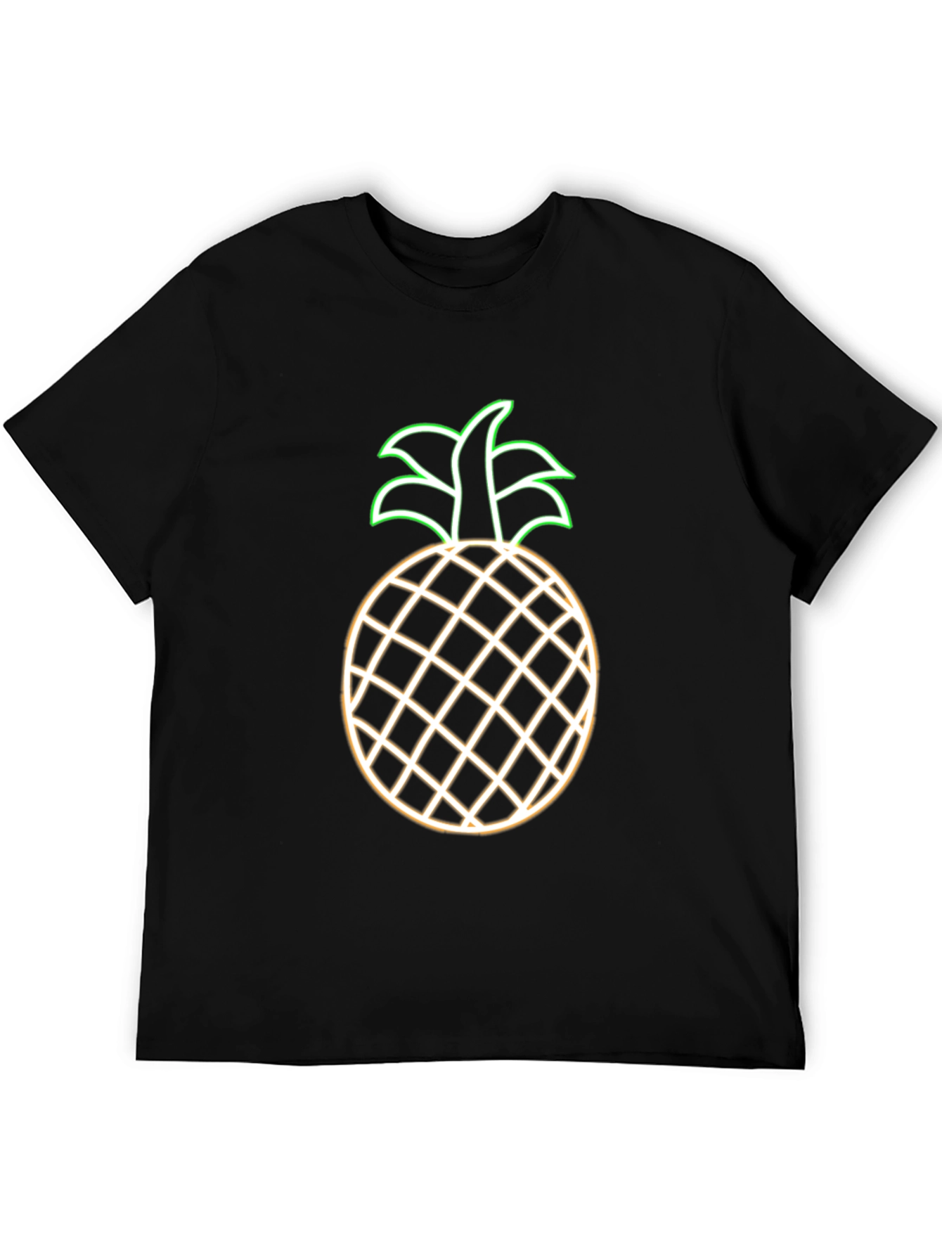 Neon Pineapple Graphic Tee - Black Casual T-Shirt
