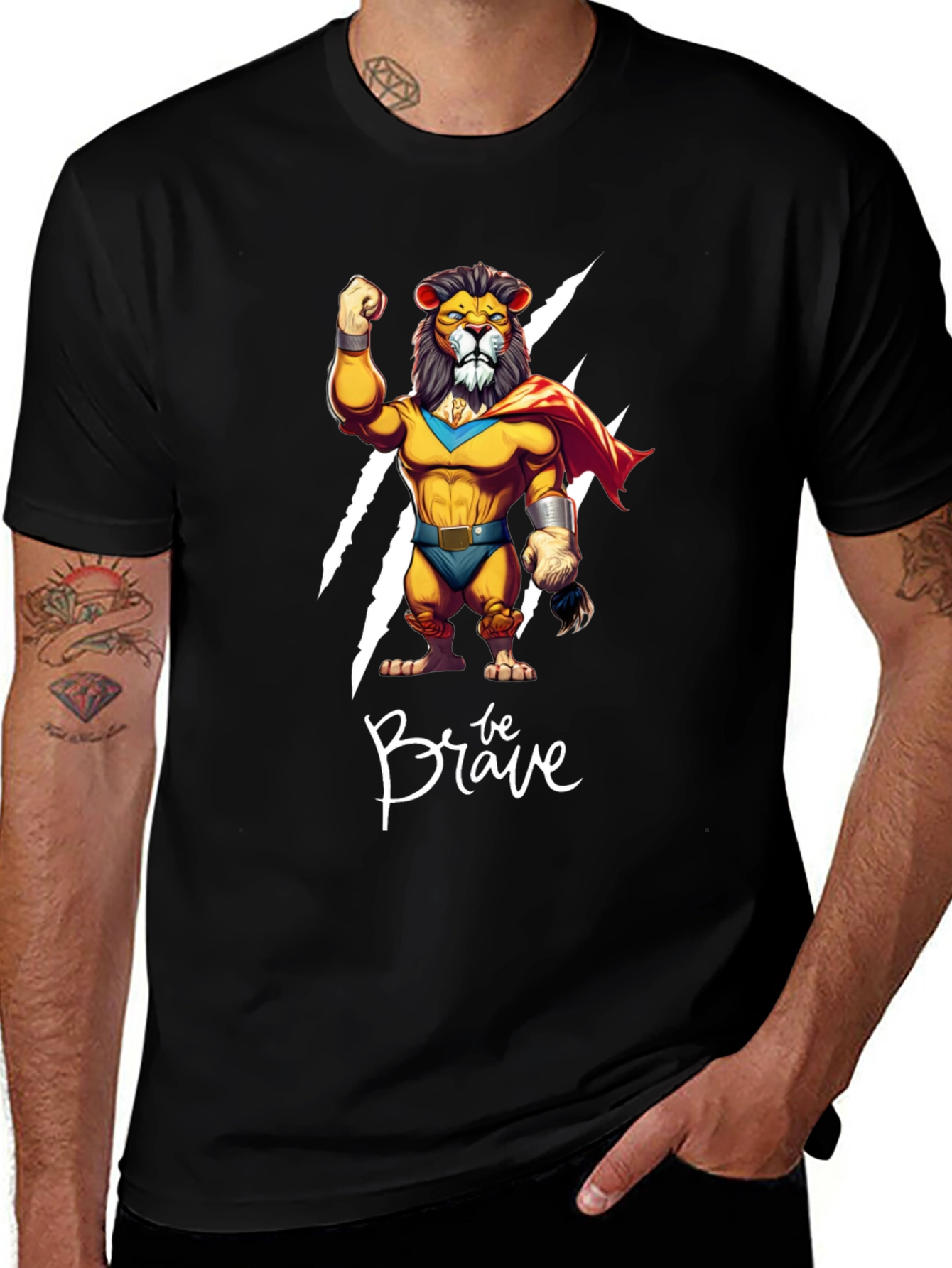 Be Brave Lion Graphic Tee - Black Casual Shirt