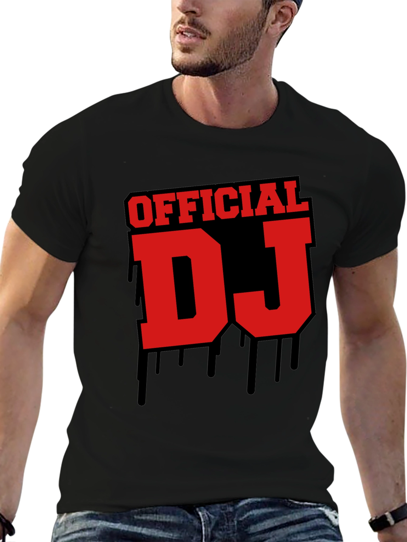 Official DJ Graphic Tee - Black Crew Neck T-Shirt