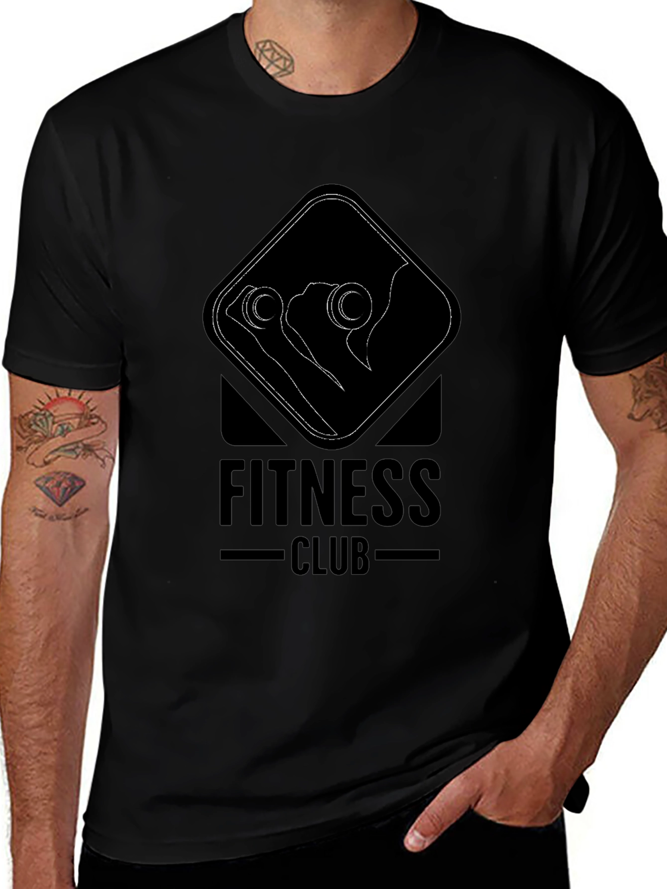 Fitness Club Graphic Print Black T-Shirt