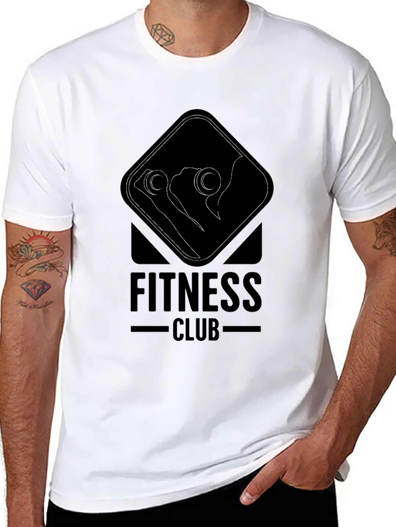 Fitness Club Graphic Print Black T-Shirt