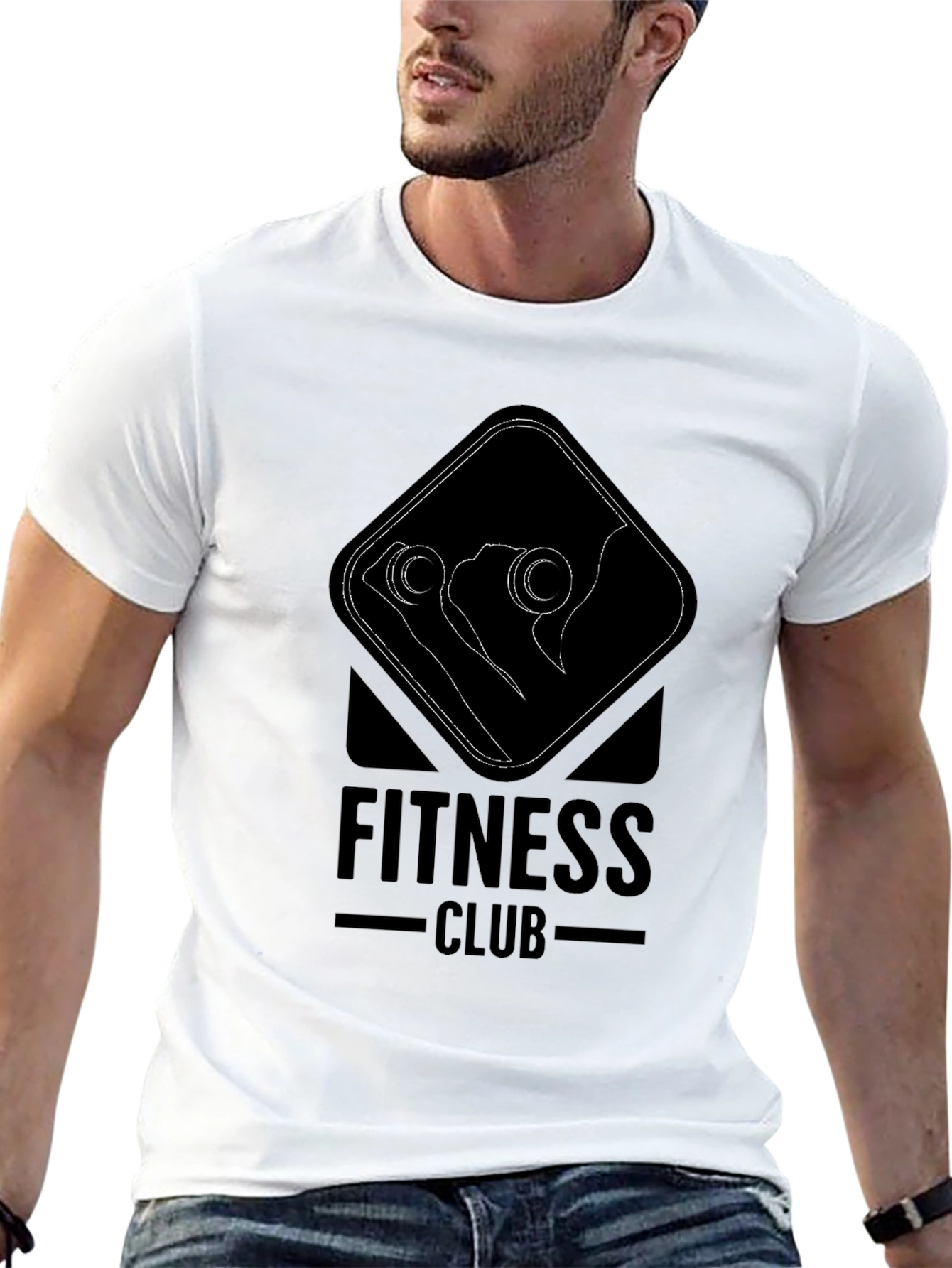 Fitness Club Graphic Print Black T-Shirt