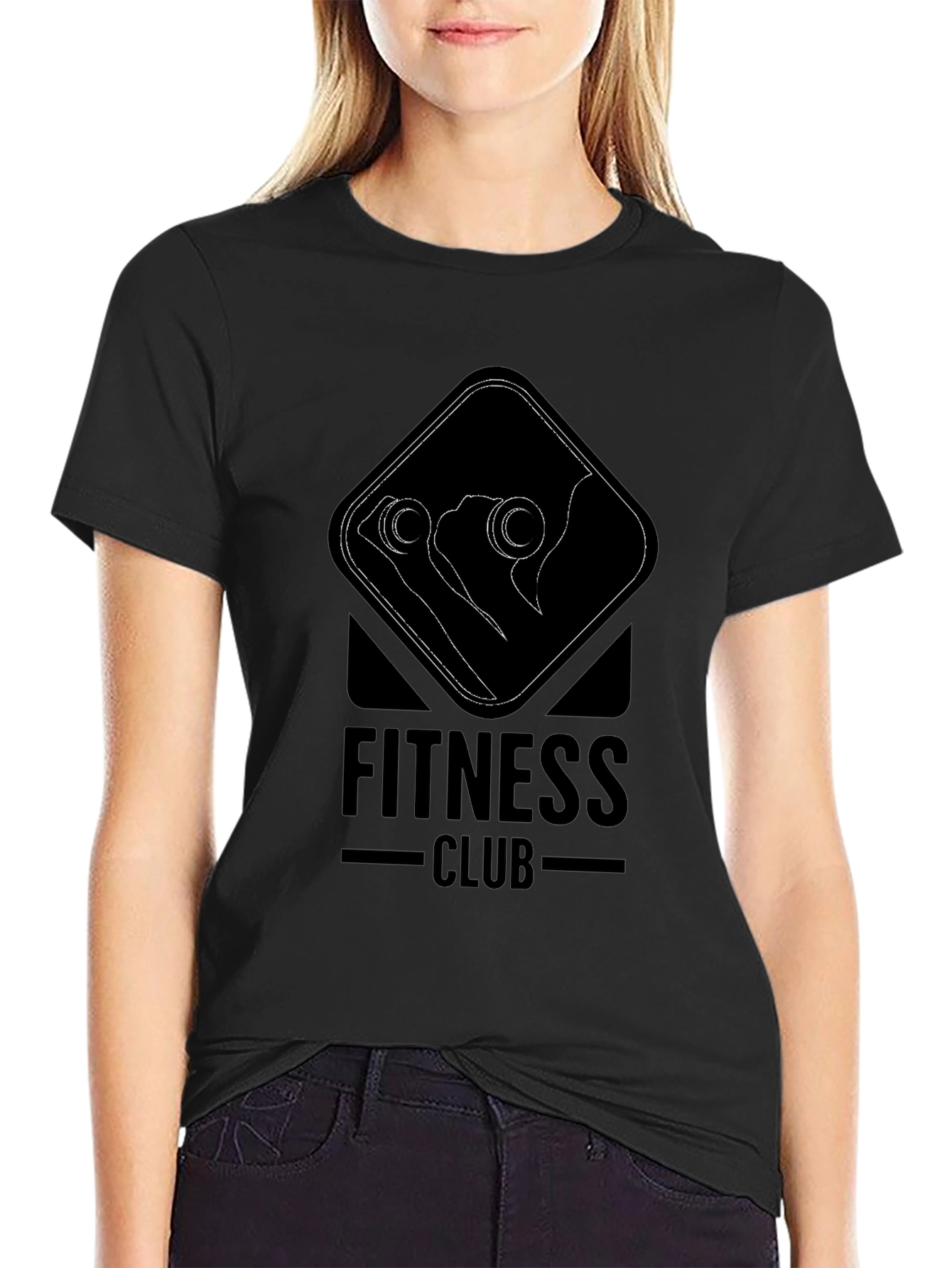 Fitness Club Graphic Print Black T-Shirt