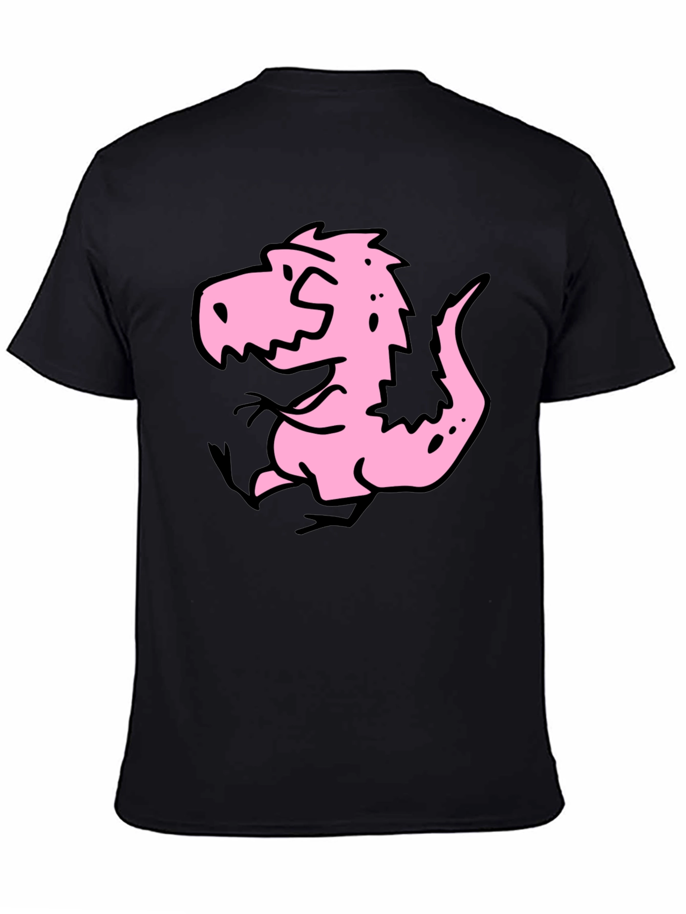 Cartoon Dino Graphic Tee - Black Cotton Shirt