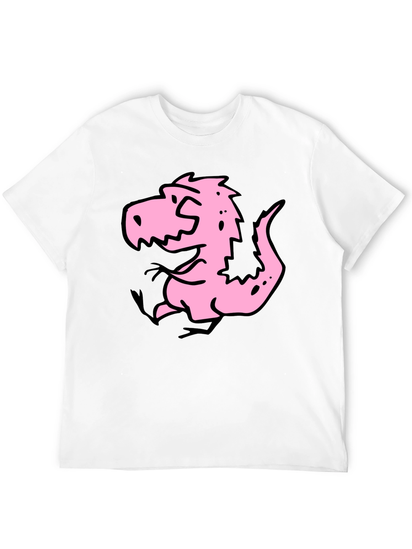 Cartoon Dino Graphic Tee - Black Cotton Shirt