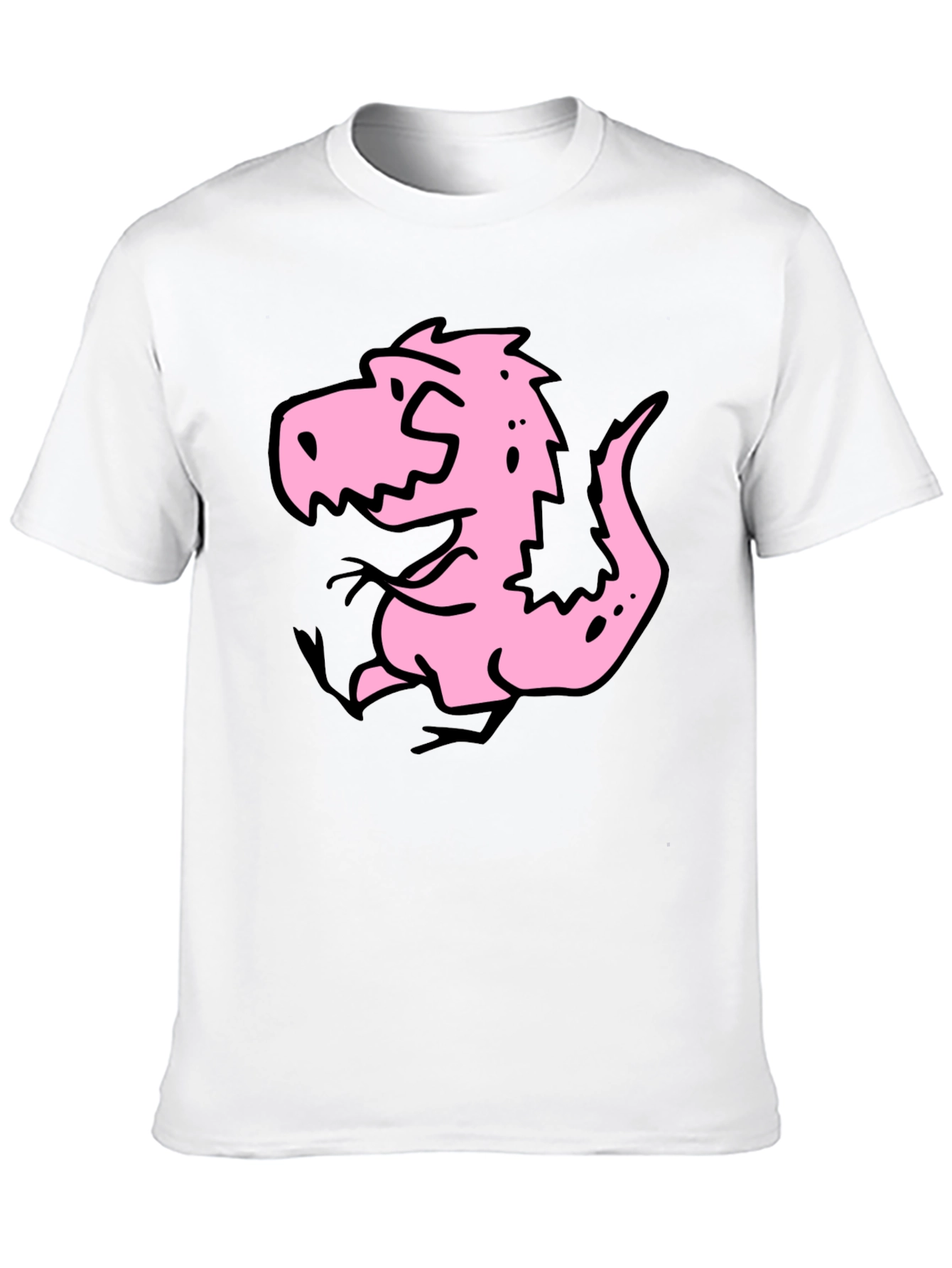 Cartoon Dino Graphic Tee - Black Cotton Shirt