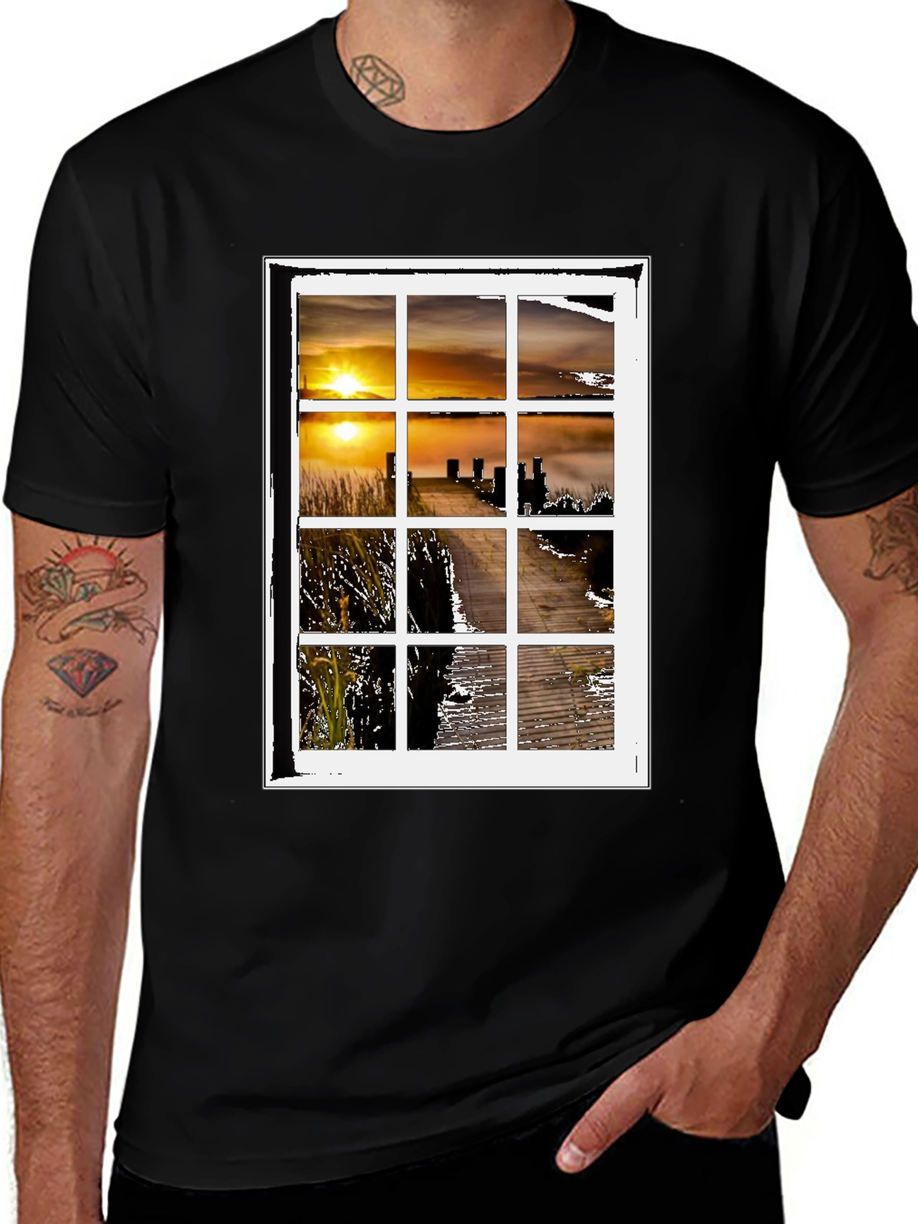 Sunset Window Graphic Tee - Unique Design