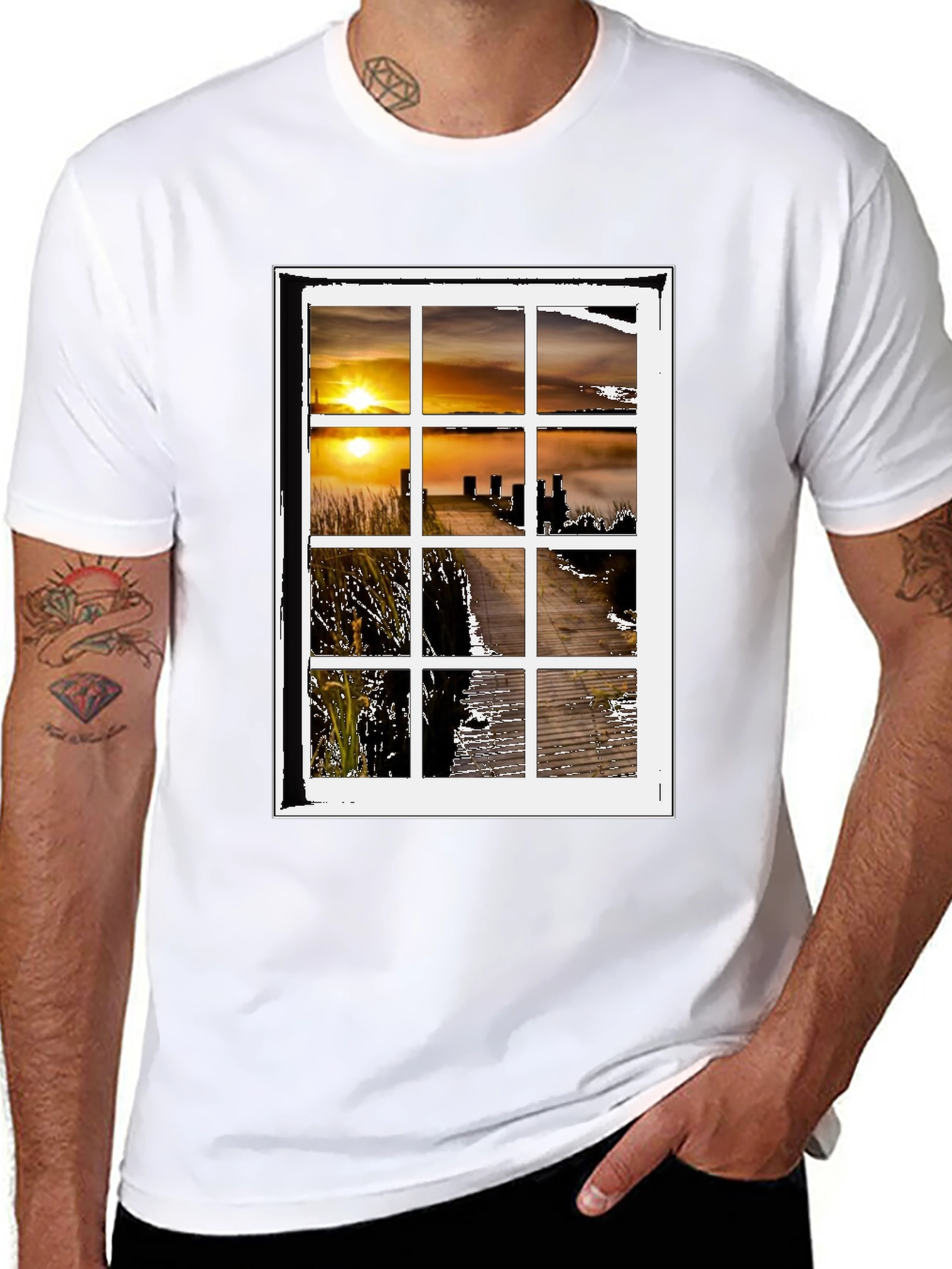 Sunset Window Graphic Tee - Unique Design
