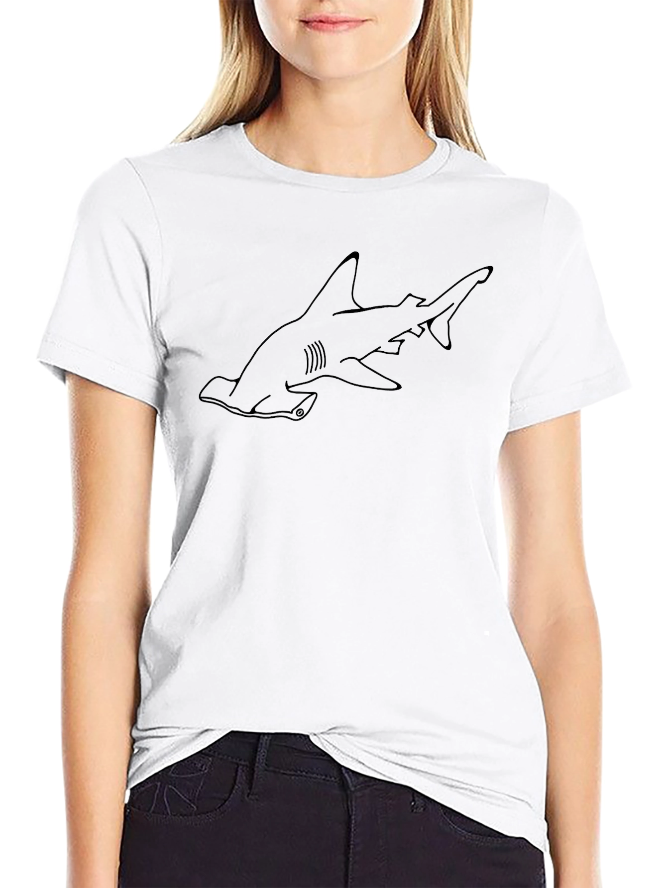 Hammerhead Shark Graphic T-Shirt - Black