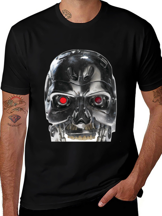 Terminator Robot Head Graphic Black T-Shirt