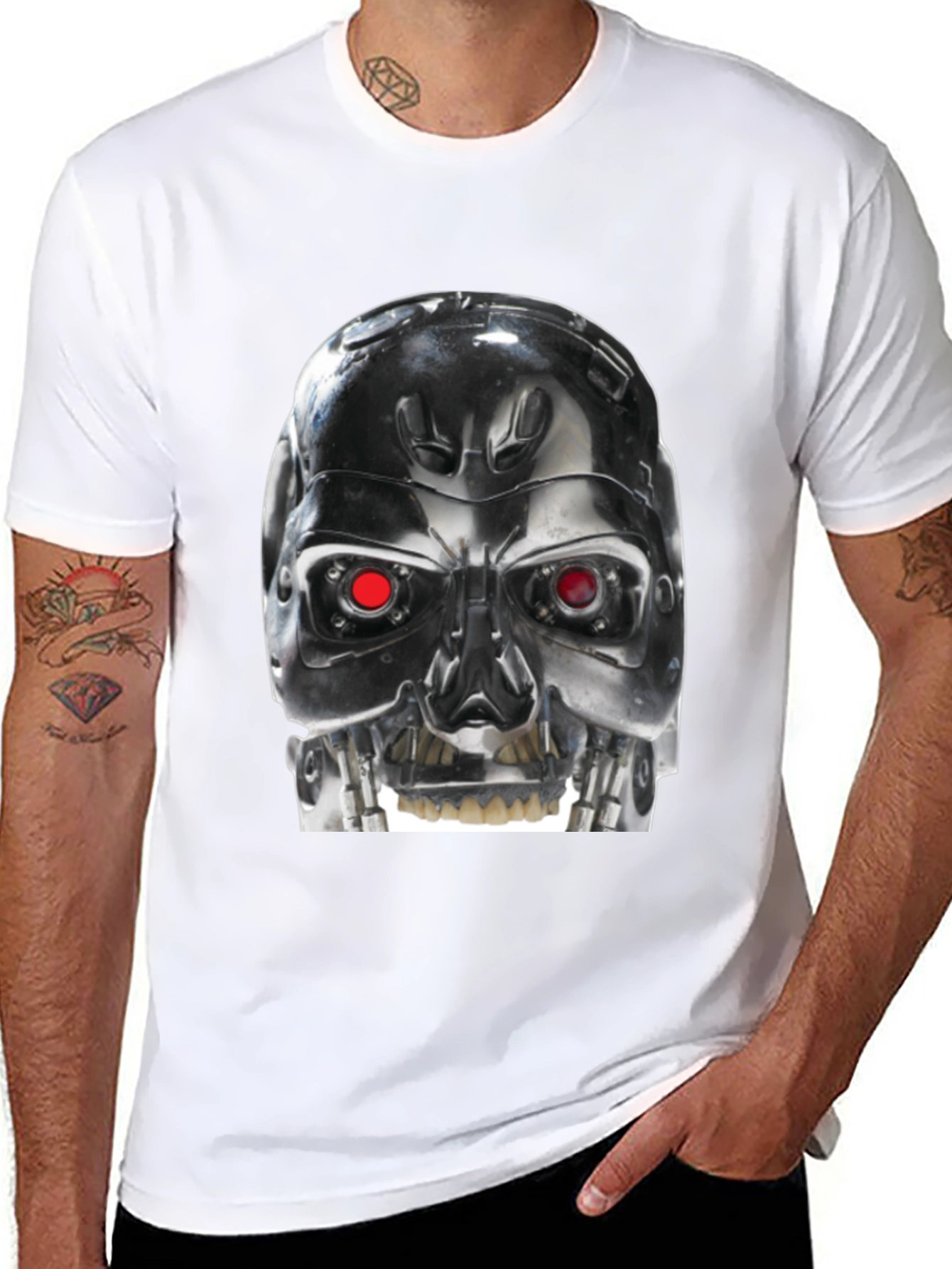 Terminator Robot Head Graphic Black T-Shirt
