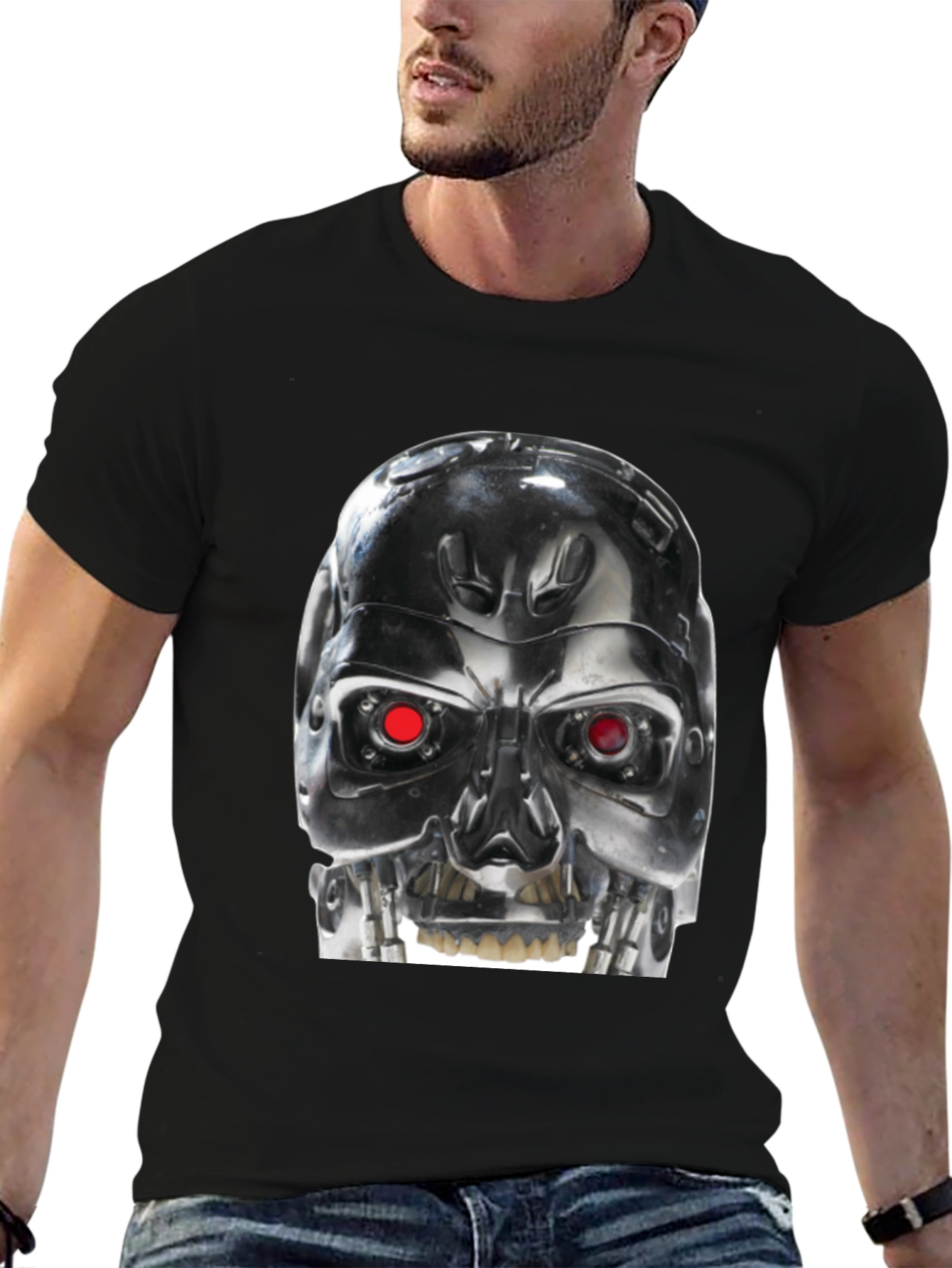Terminator Robot Head Graphic Black T-Shirt