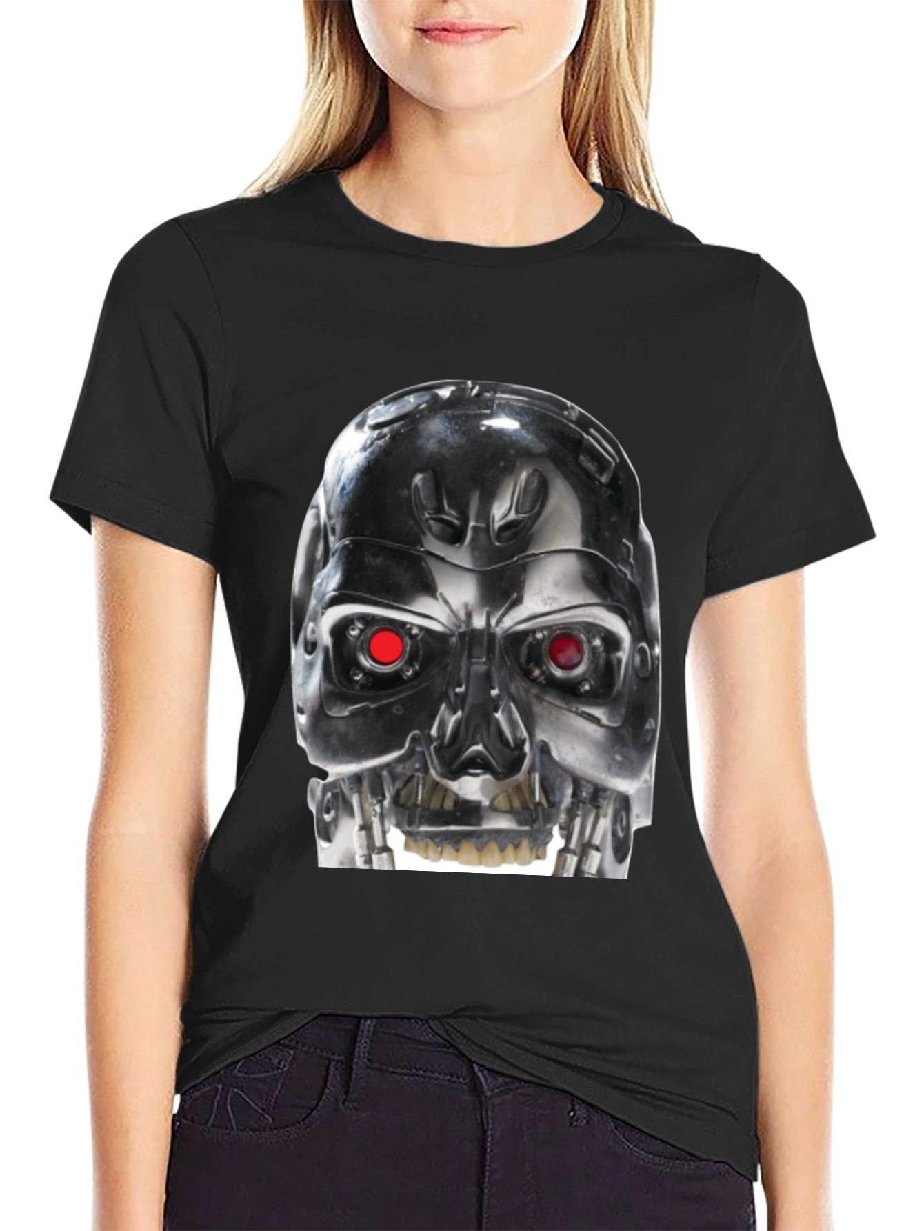 Terminator Robot Head Graphic Black T-Shirt