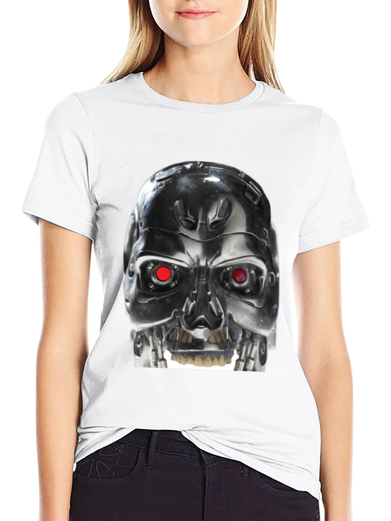 Terminator Robot Head Graphic Black T-Shirt