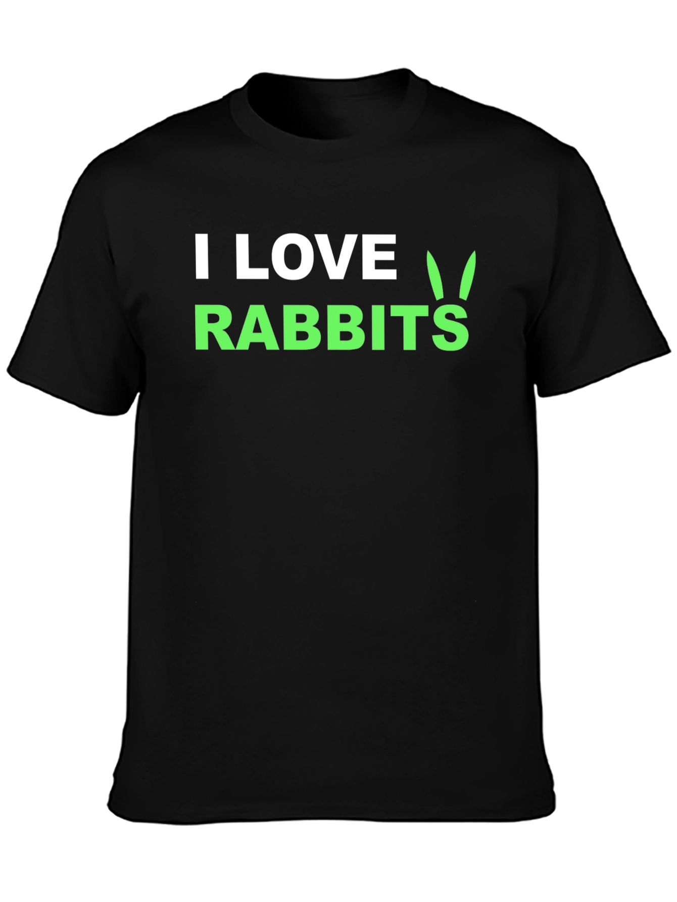 I Love Rabbits Graphic Tee -  Black Cotton T-Shirt