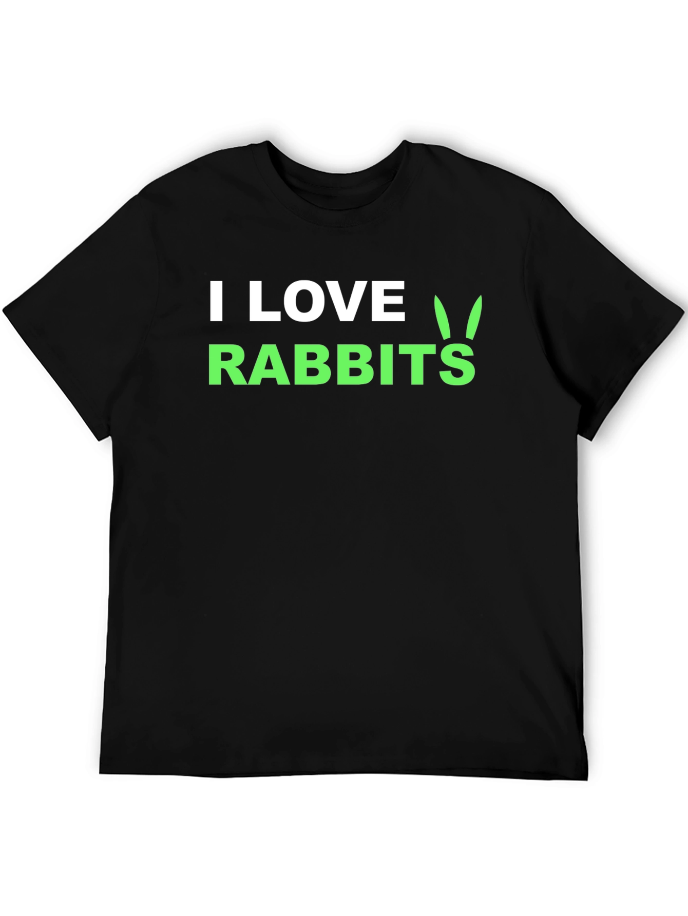I Love Rabbits Graphic Tee -  Black Cotton T-Shirt