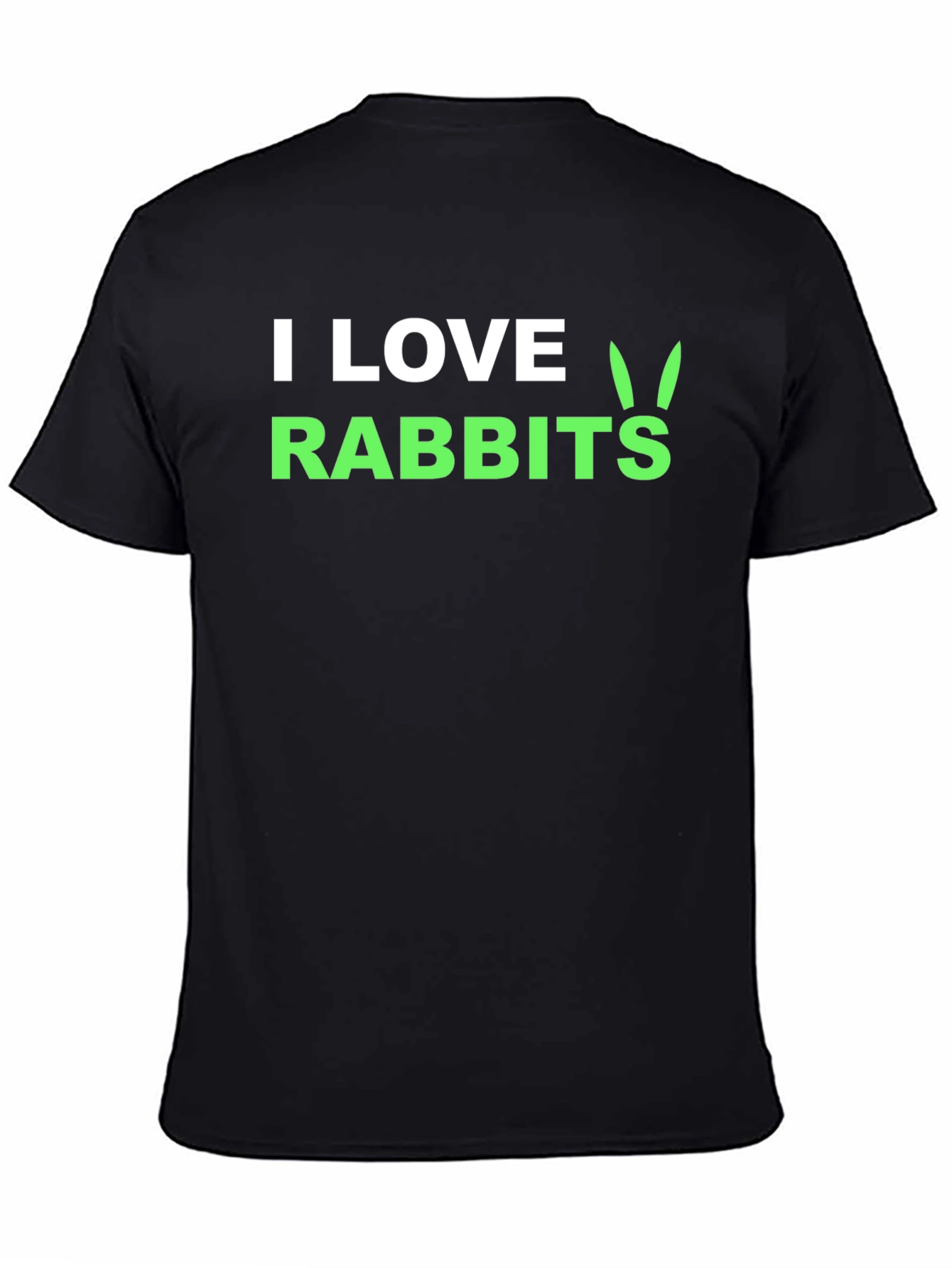 I Love Rabbits Graphic Tee -  Black Cotton T-Shirt