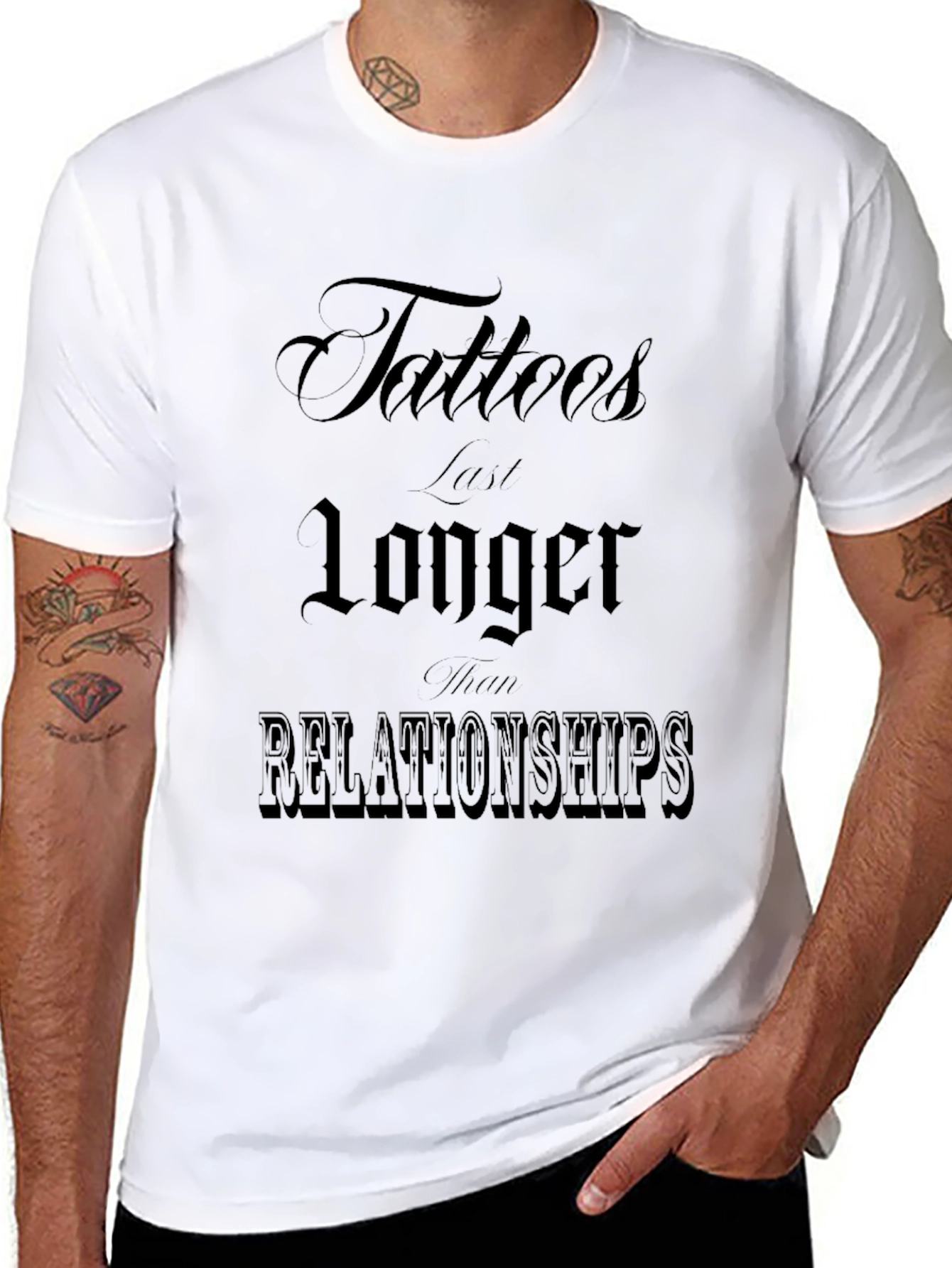 Tattoos Last Longer Graphic Tee - Black
