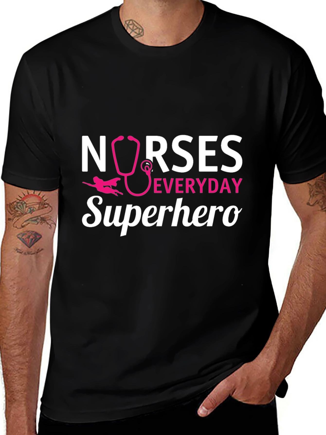 Nurses Everyday Superhero T-Shirt - Black
